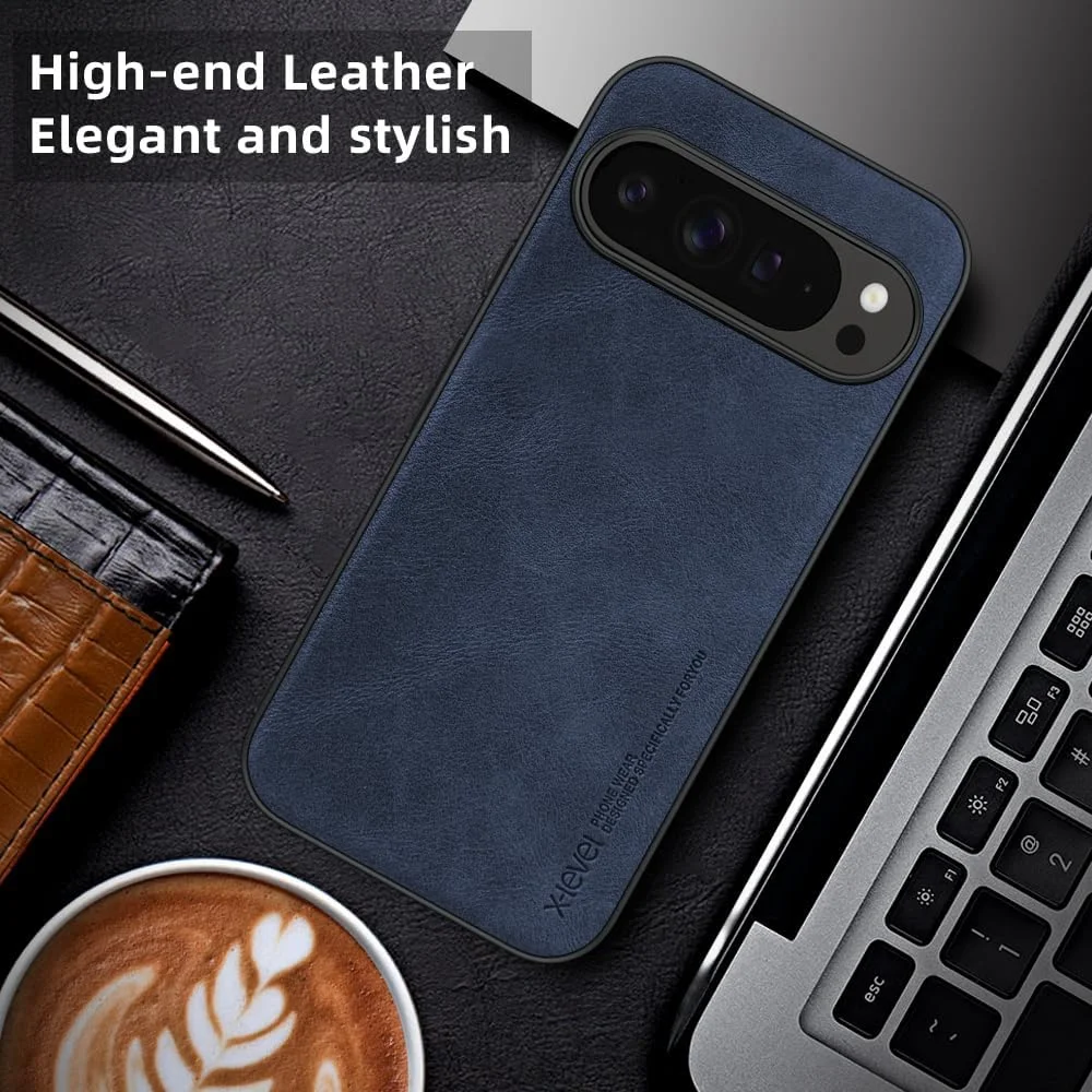 کاور چرمی باریک و محافظ گوشی گوگل پیکسل 9 پرو ایکس ال، ضد ضربه و لغزش (آبی) کاور چرمی باریک و محافظ گوشی گوگل پیکسل 9 پرو ایکس ال، ضد ضربه و لغزش (آبی)