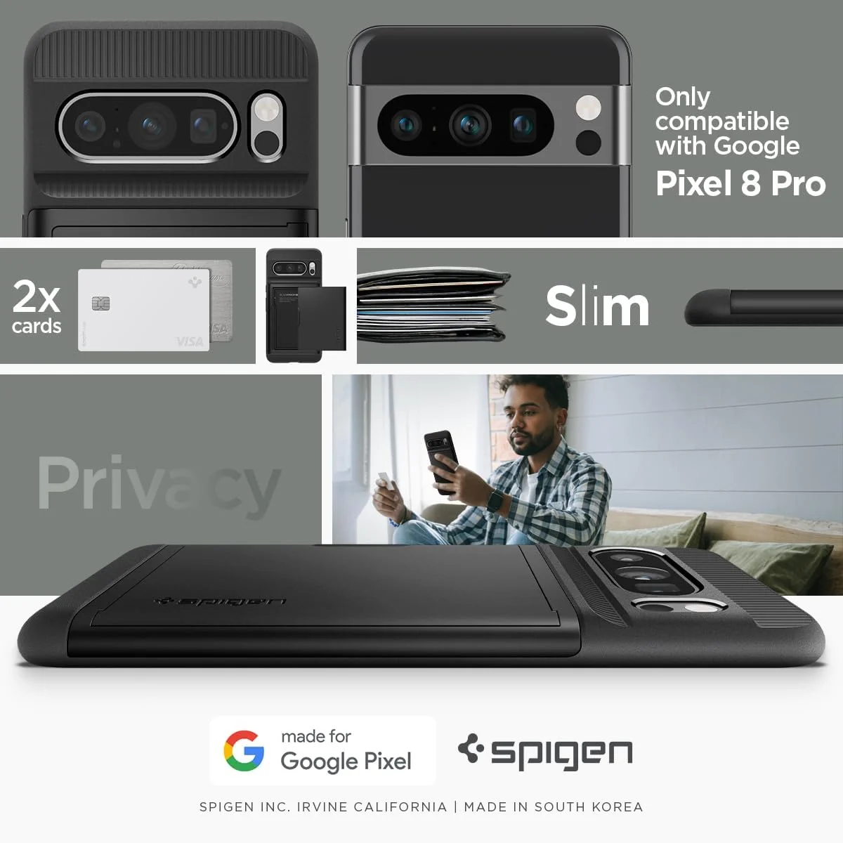 کیف پول و کاور محافظ گوشی گوگل پیکسل 8 پرو مدل Slim Armor CS از Spigen - مشکی کیف پول و کاور محافظ گوشی گوگل پیکسل 8 پرو مدل Slim Armor CS از Spigen - مشکی