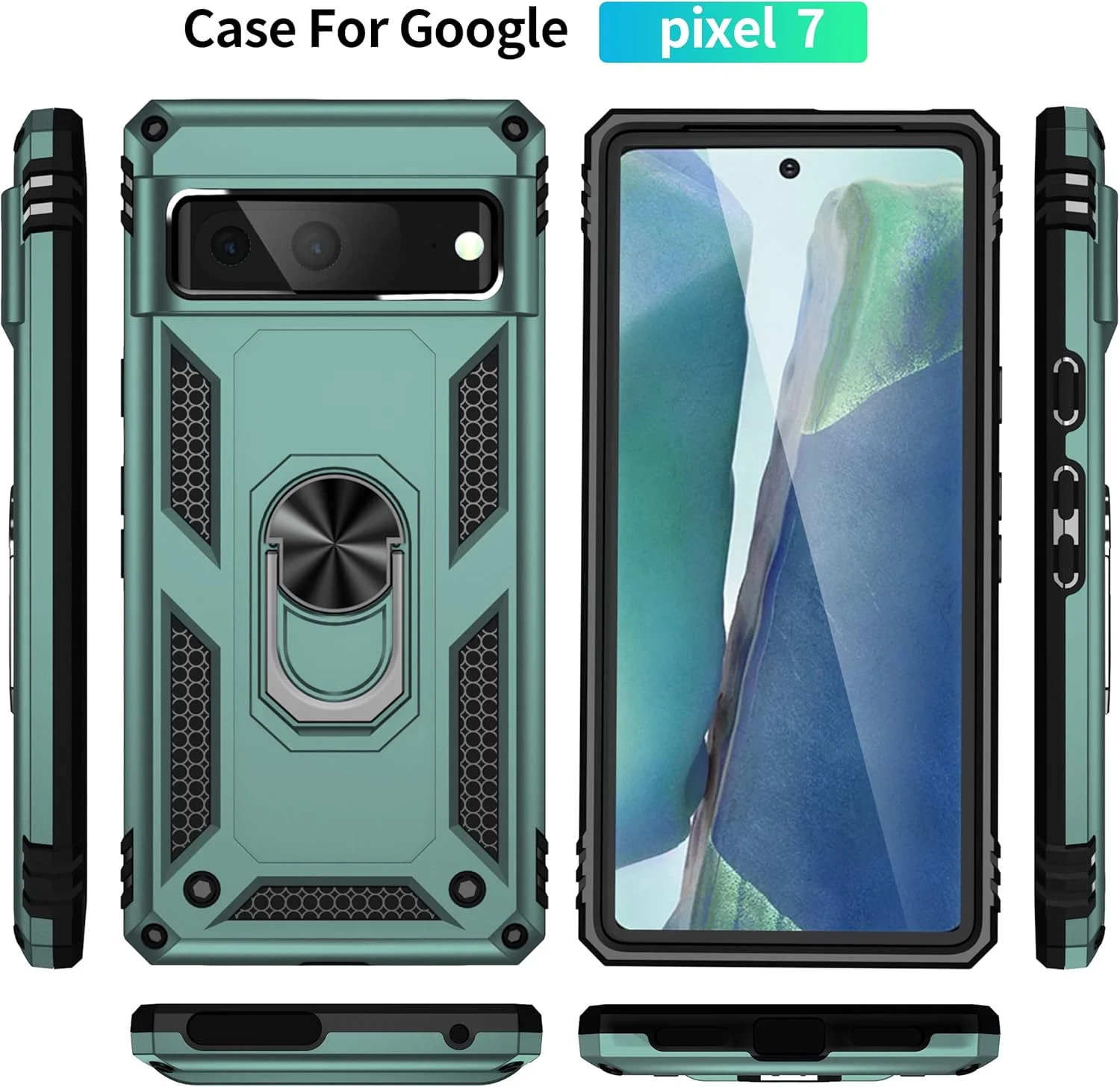قاب محافظ گوشی گوگل پیکسل 7، با حلقه نگهدارنده، سیلیکونی ضد ضربه، زره سخت و مقاوم، سبز قاب محافظ گوشی گوگل پیکسل 7، با حلقه نگهدارنده، سیلیکونی ضد ضربه، زره سخت و مقاوم، سبز