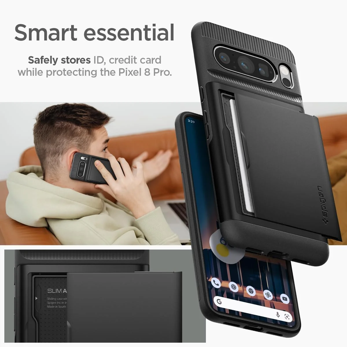 کیف پول و کاور محافظ گوشی گوگل پیکسل 8 پرو مدل Slim Armor CS از Spigen - مشکی کیف پول و کاور محافظ گوشی گوگل پیکسل 8 پرو مدل Slim Armor CS از Spigen - مشکی