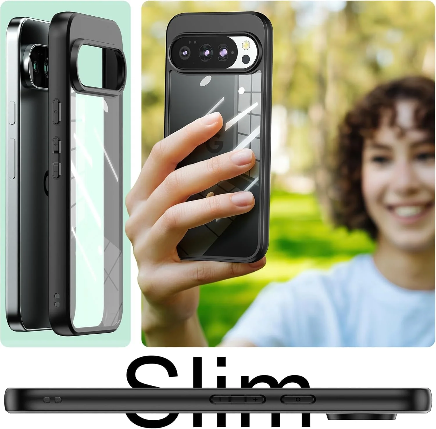 کیف محافظ گوشی موبایل میفمنی مناسب برای گوگل پیکسل 10 پرو ایکس ال، بامپر TPU + پوشش پشتی سخت PC، محافظت ضد ضربه، ضد زرد شدن، باریک و خوش فرم (مشکی شفاف) کیف محافظ گوشی موبایل میفمنی مناسب برای گوگل پیکسل 10 پرو ایکس ال، بامپر TPU + پوشش پشتی سخت PC، محافظت ضد ضربه، ضد زرد شدن، باریک و خوش فرم (مشکی شفاف)