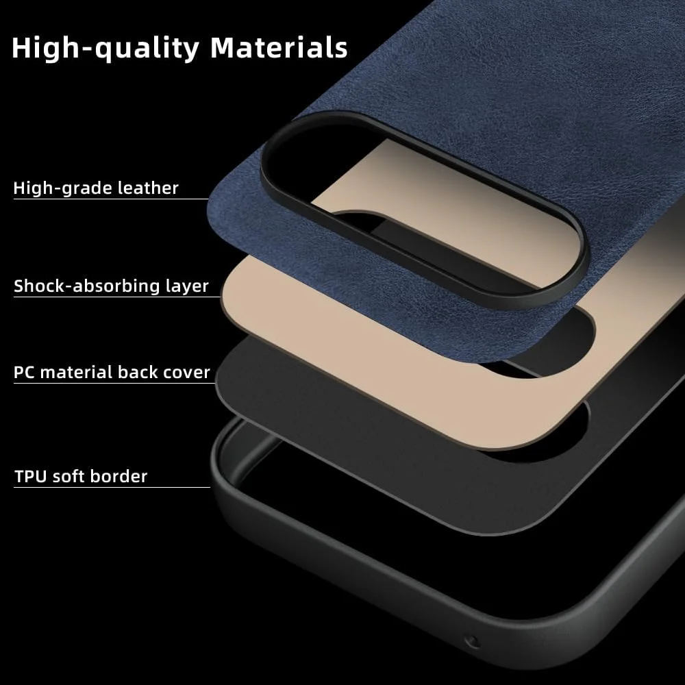 کاور چرمی باریک و محافظ گوشی گوگل پیکسل 9 پرو ایکس ال، ضد ضربه و لغزش (آبی) کاور چرمی باریک و محافظ گوشی گوگل پیکسل 9 پرو ایکس ال، ضد ضربه و لغزش (آبی)