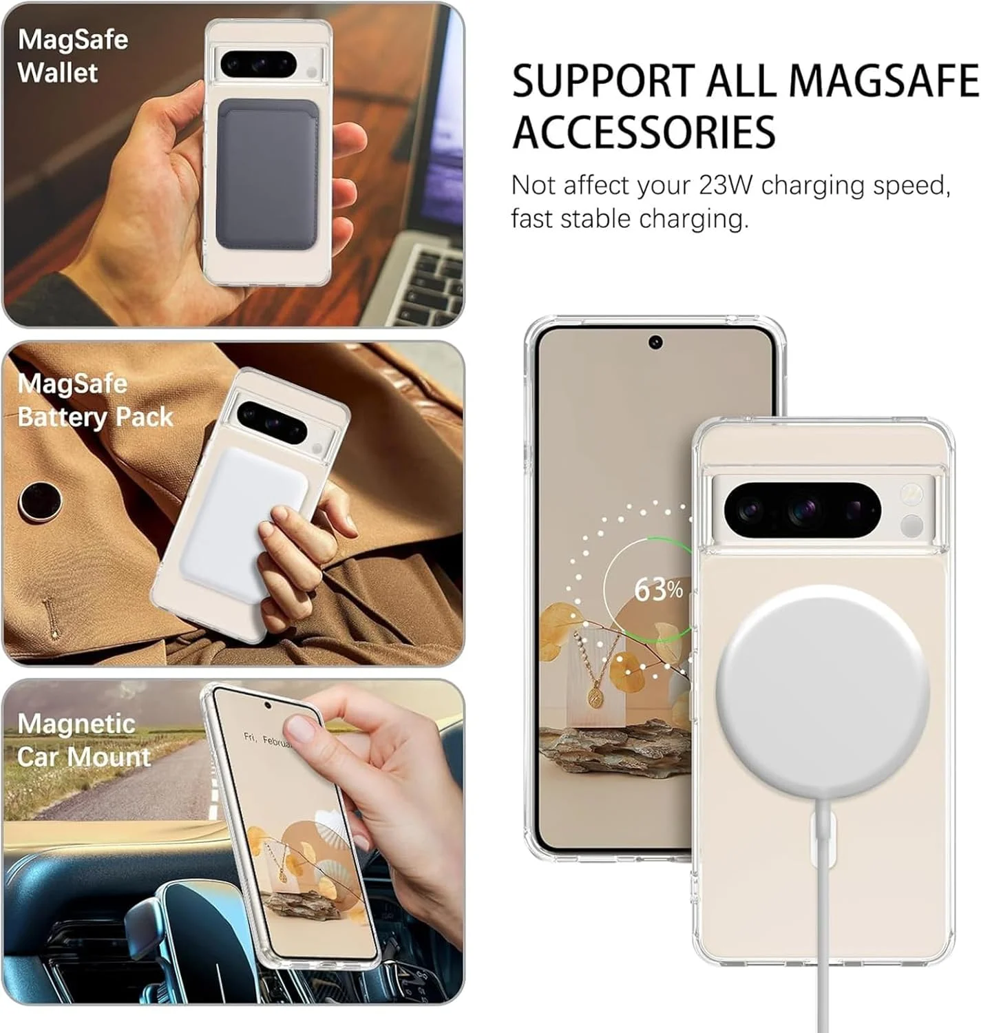 قاب محافظ گوشی گوگل پیکسل 8 پرو با MagSafe، باریک، شفاف و ضد ضربه با سپر TPU نرم، پوشش محافظ شارژ برای پیکسل 8 پرو 6.7 اینچی (2023)، شفاف قاب محافظ گوشی گوگل پیکسل 8 پرو با MagSafe، باریک، شفاف و ضد ضربه با سپر TPU نرم، پوشش محافظ شارژ برای پیکسل 8 پرو 6.7 اینچی (2023)، شفاف