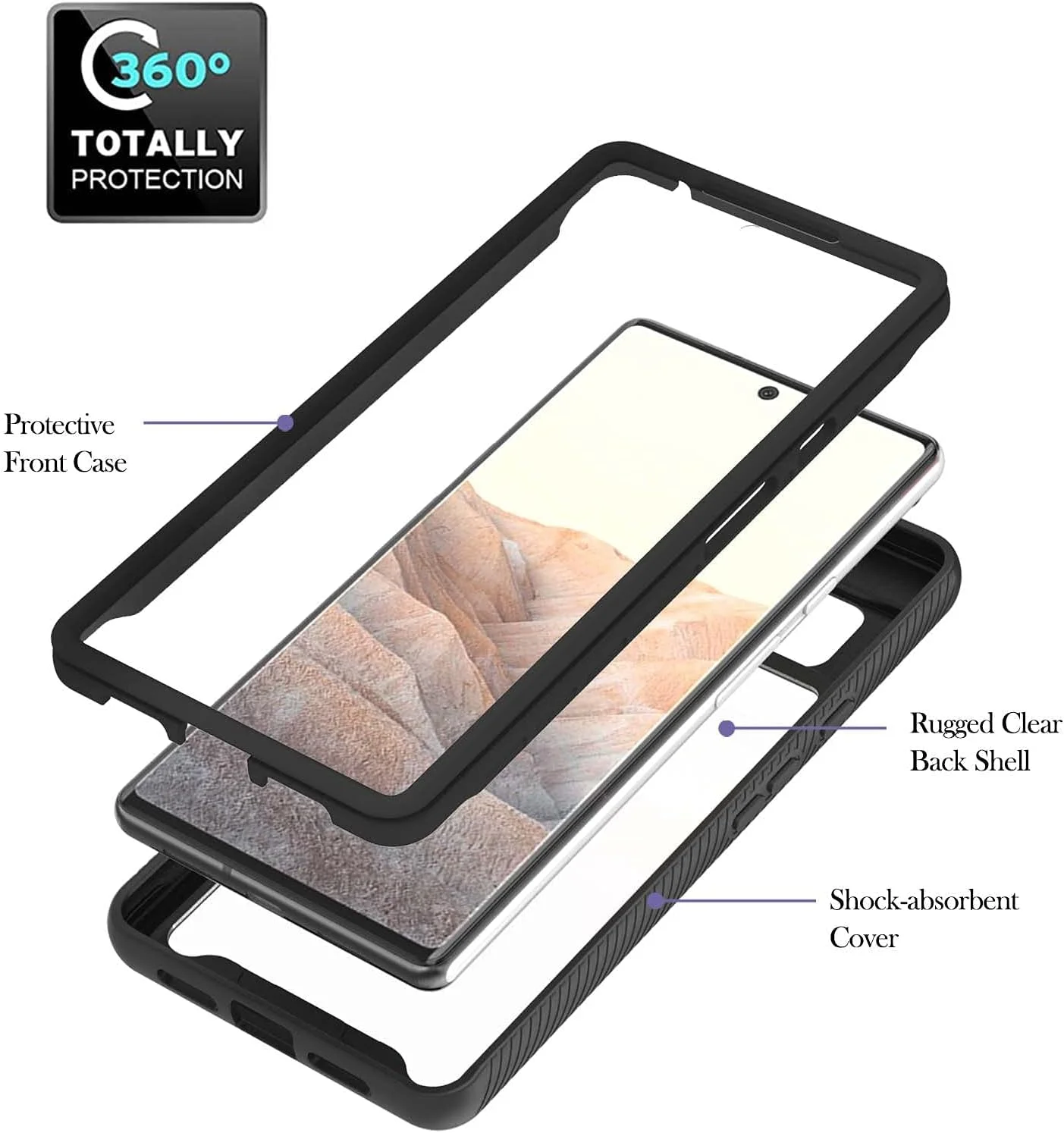 کاور محافظ گوشی گوگل پیکسل 7 پرو، کاور محافظ شفاف PC+TPU ضد ضربه، سازگار با شارژ بیسیم، محافظت دو لایه کاور محافظ گوشی گوگل پیکسل 7 پرو، کاور محافظ شفاف PC+TPU ضد ضربه، سازگار با شارژ بیسیم، محافظت دو لایه