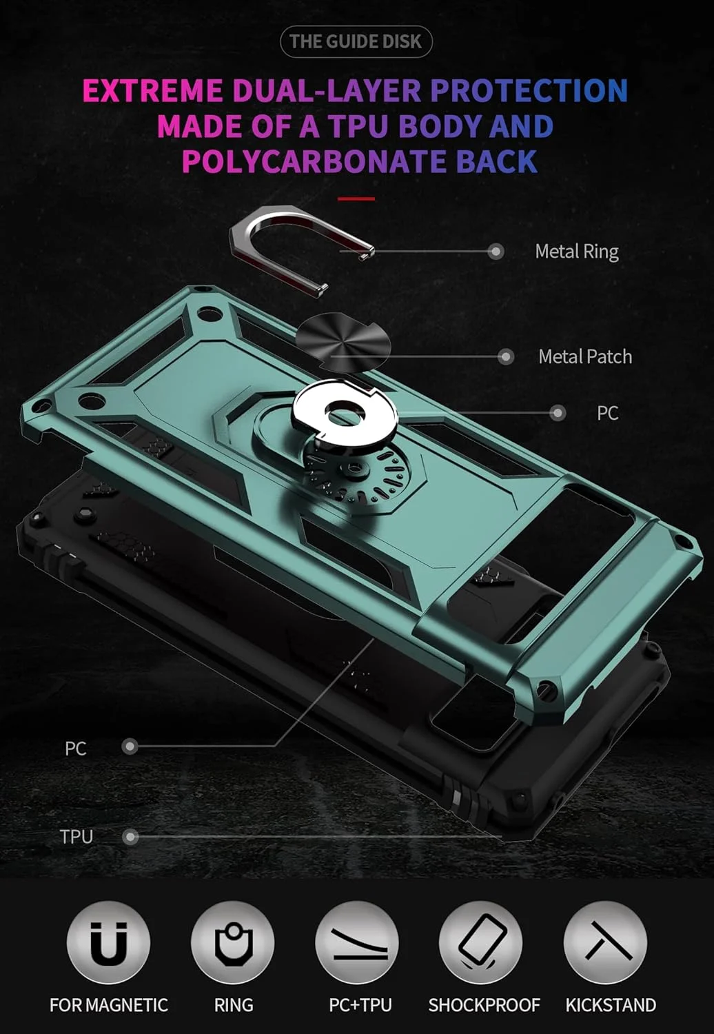 قاب محافظ گوشی گوگل پیکسل 7، با حلقه نگهدارنده، سیلیکونی ضد ضربه، زره سخت و مقاوم، سبز قاب محافظ گوشی گوگل پیکسل 7، با حلقه نگهدارنده، سیلیکونی ضد ضربه، زره سخت و مقاوم، سبز