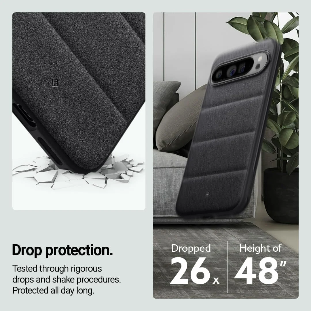 کاور محافظ Caseology Athlex طراحی شده برای گوشی گوگل پیکسل 9 پرو XL (سال 2024) [مقاوم در سطح نظامی] - مشکی اکتیو