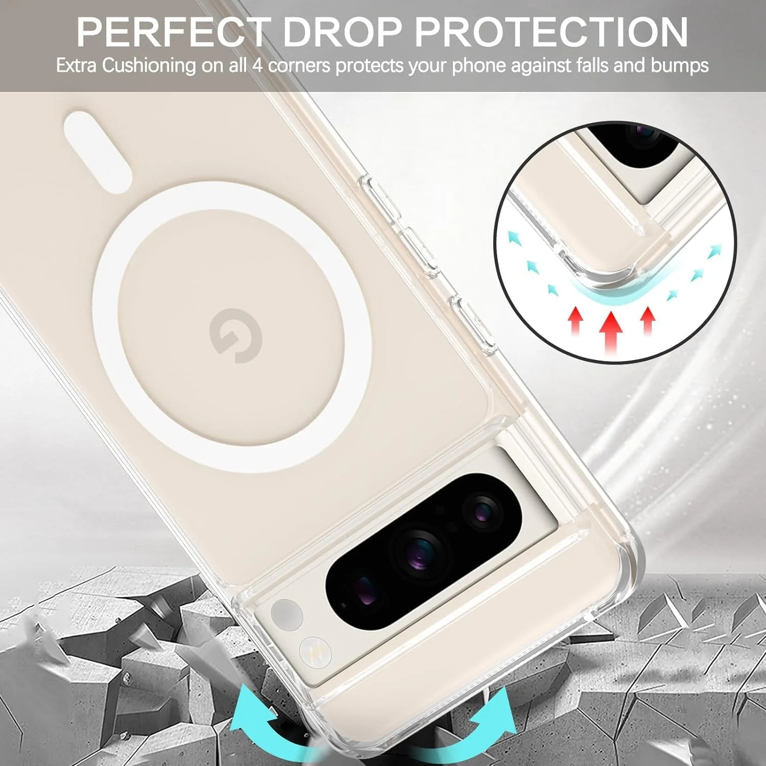 قاب محافظ گوشی گوگل پیکسل 8 پرو با MagSafe، باریک، شفاف و ضد ضربه با سپر TPU نرم، پوشش محافظ شارژ برای پیکسل 8 پرو 6.7 اینچی (2023)، شفاف قاب محافظ گوشی گوگل پیکسل 8 پرو با MagSafe، باریک، شفاف و ضد ضربه با سپر TPU نرم، پوشش محافظ شارژ برای پیکسل 8 پرو 6.7 اینچی (2023)، شفاف