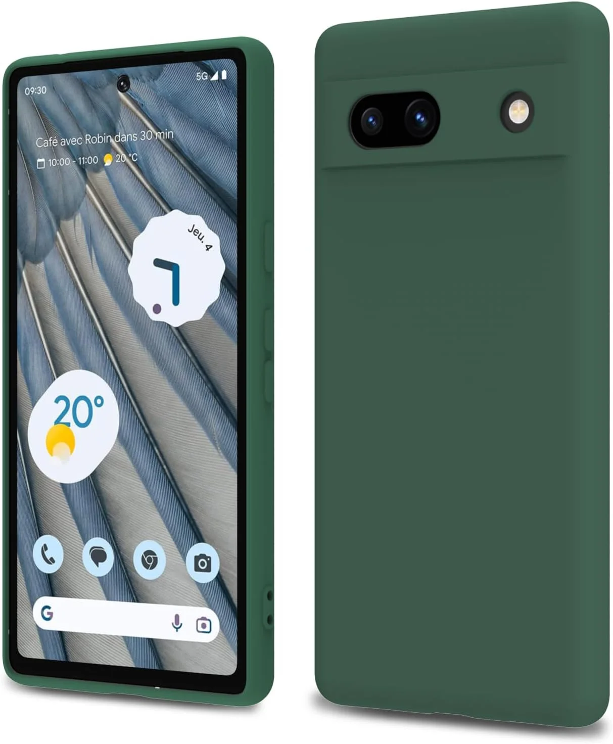 قاب محافظ گوشی یوباکس مناسب برای گوگل پیکسل 7a، باریک، انعطاف پذیر، TPU ضد ضربه با محافظت ارتقا یافته، سازگار با گوگل پیکسل 7a 2023، سبز جنگلی