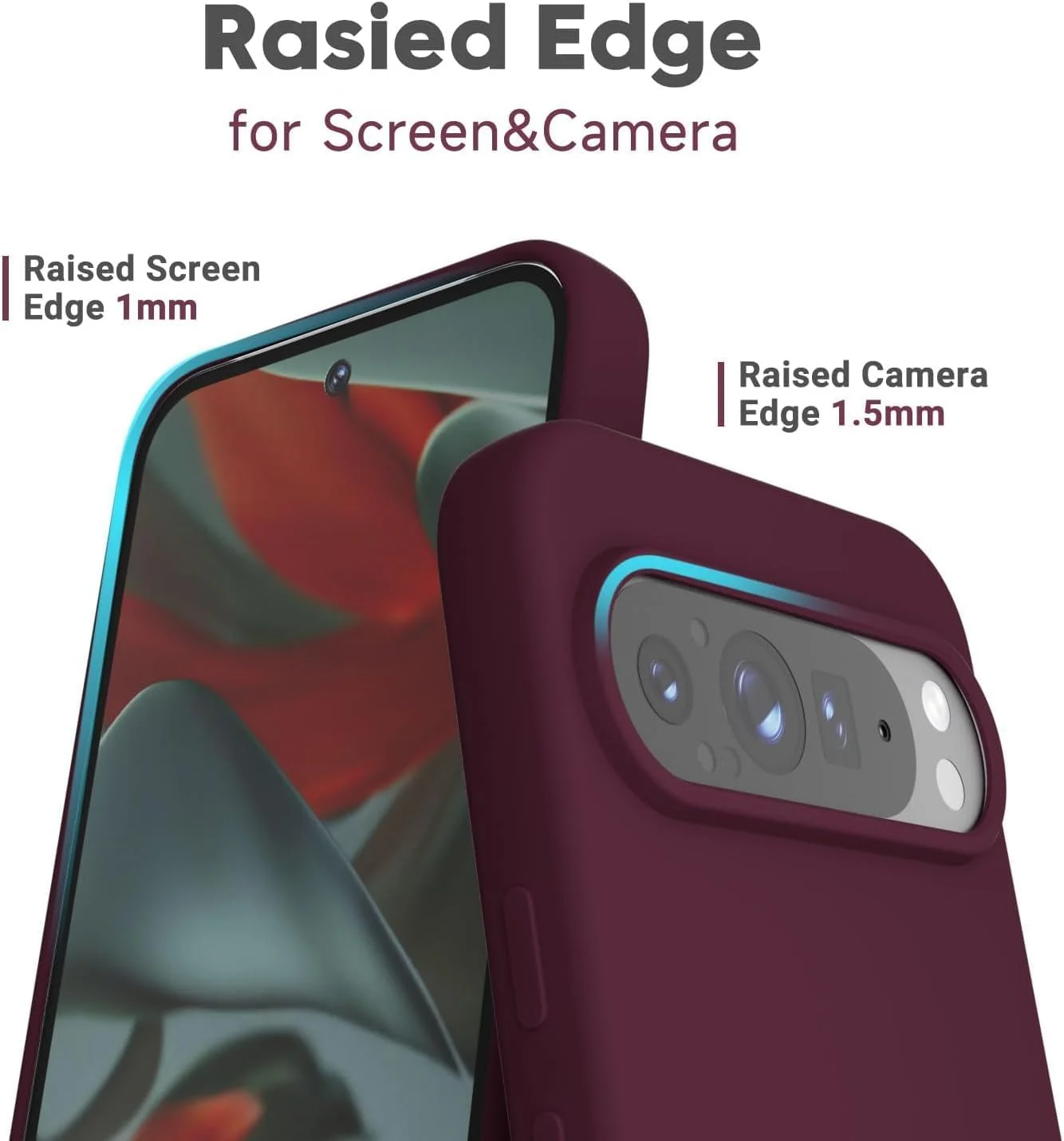 کاور ایمودیل برای گوگل پیکسل 9 پرو ایکس ال، باریک، پشت نرم، TPU، سیلیکون انعطاف پذیر، مات، زرشکی