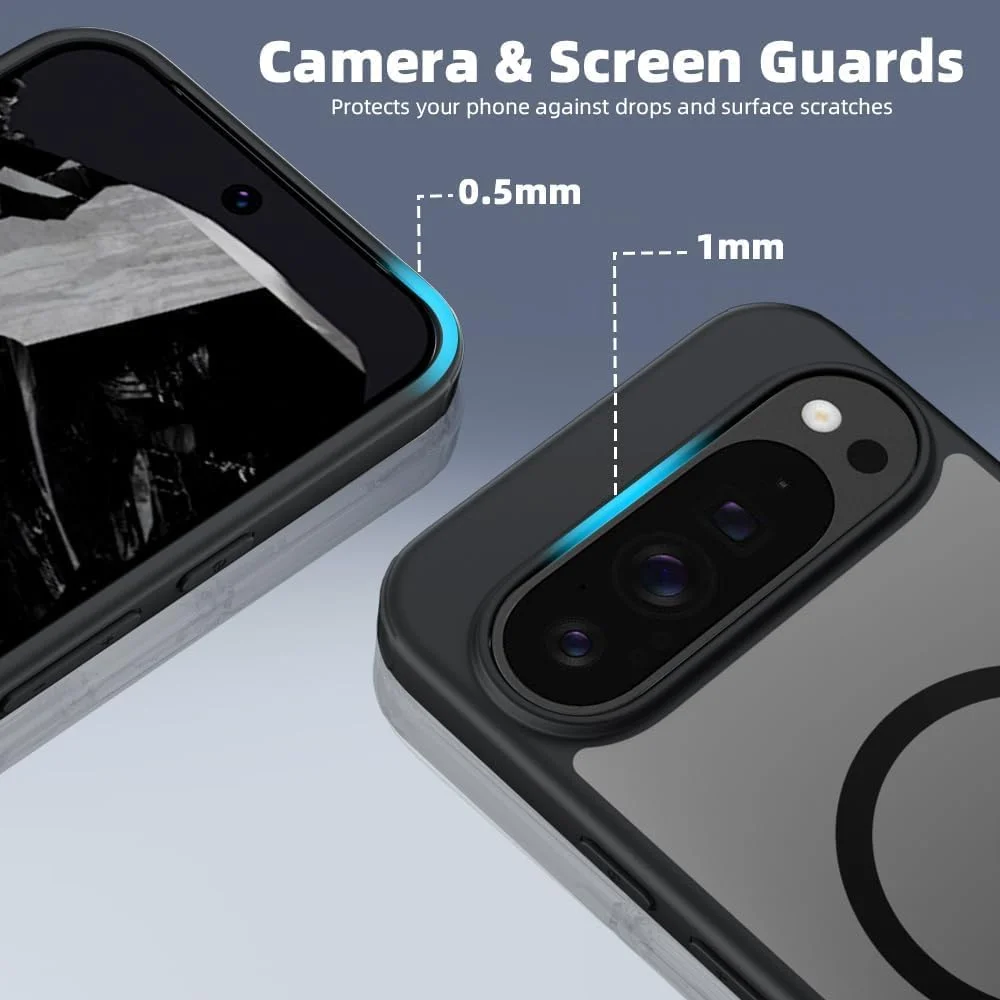 قاب مات مغناطیسی T Tersely برای گوگل پیکسل 9 پرو XL سازگار با MagSafe، قاب پشتی مات نیمه شفاف ضد اثر انگشت، محافظ باریک و ضد ضربه گوشی - مشکی