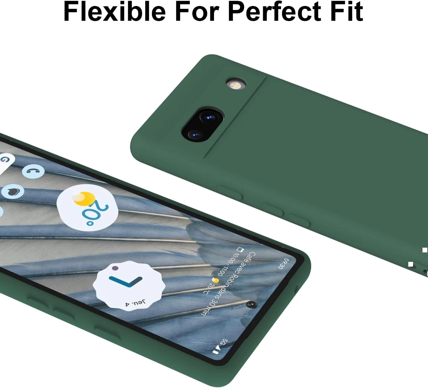 قاب محافظ گوشی یوباکس مناسب برای گوگل پیکسل 7a، باریک، انعطاف پذیر، TPU ضد ضربه با محافظت ارتقا یافته، سازگار با گوگل پیکسل 7a 2023، سبز جنگلی
