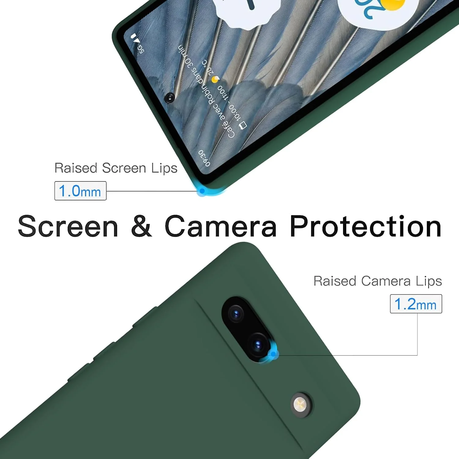 قاب محافظ گوشی یوباکس مناسب برای گوگل پیکسل 7a، باریک، انعطاف پذیر، TPU ضد ضربه با محافظت ارتقا یافته، سازگار با گوگل پیکسل 7a 2023، سبز جنگلی