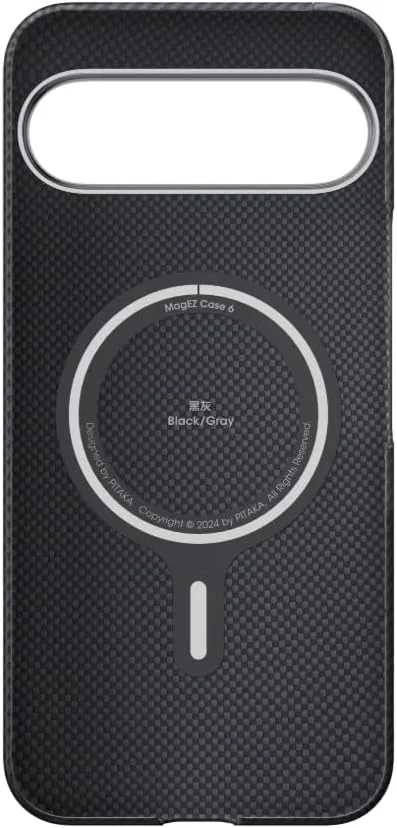 قاب گوشی سری گوگل پیکسل 9 پیتکا، قاب باریک و سبک پیکسل فولد مگ‌سیف، ساخته شده از فیبر آرامید [MagEZ Case 5 - Fusion Weaving مشکی/خاکستری] (پیکسل 9 پرو XL)