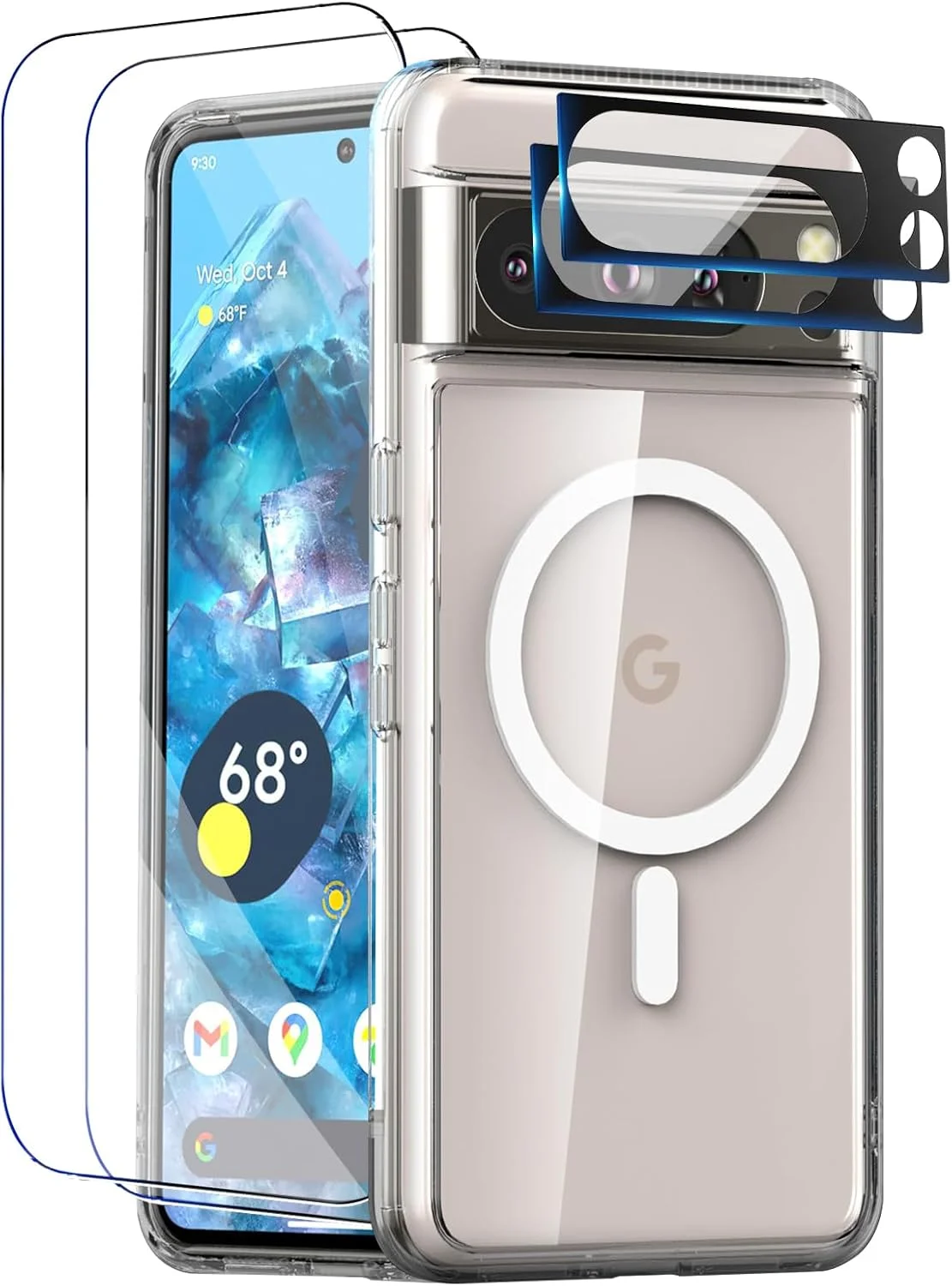 کاور شفاف با آهنربا برای گوگل پیکسل 8 پرو - ضد زردی، جذب شوک، ضد اثر انگشت، ضد خش، مناسب گوشی گوگل پیکسل 8 پرو 6.7 اینچی 5G کریستالی