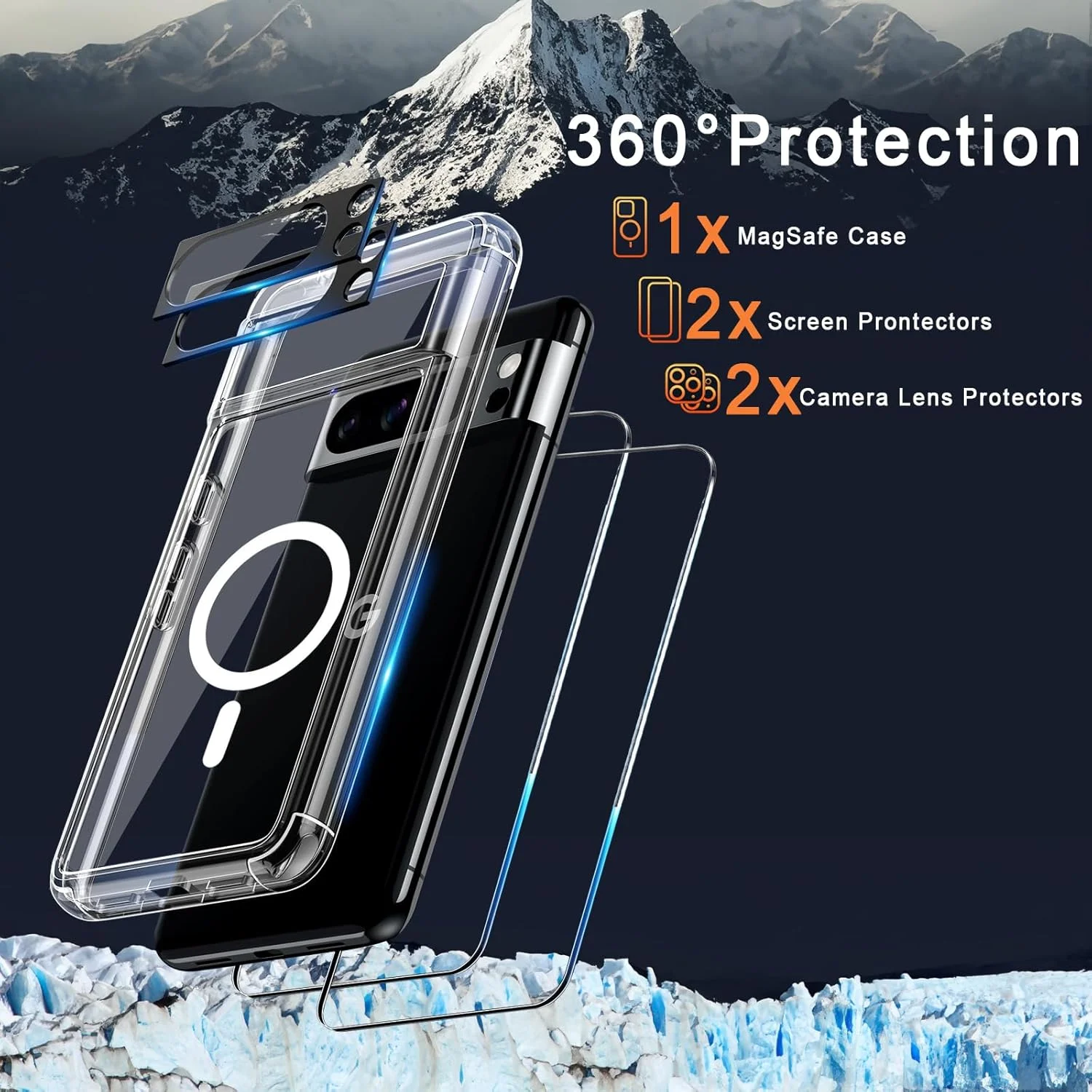 کاور شفاف با آهنربا برای گوگل پیکسل 8 پرو - ضد زردی، جذب شوک، ضد اثر انگشت، ضد خش، مناسب گوشی گوگل پیکسل 8 پرو 6.7 اینچی 5G کریستالی