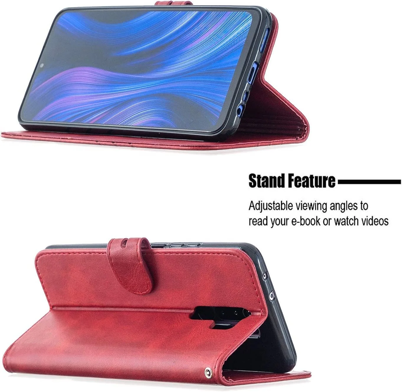 کیف کلاسوری IMIRST برای گوگل پیکسل 6 پرو، ساده، دارای استند، جای کارت و کیف پول، ساخته شده از چرم مصنوعی، سازگار با گوگل پیکسل 6 پرو - قرمز رترو HX