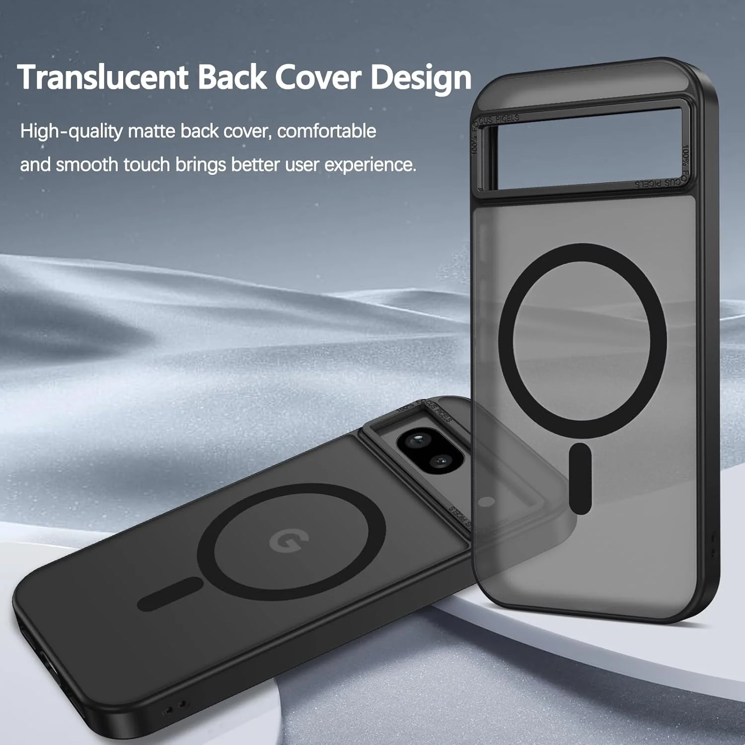 کاور آهنربایی گوآگوا برای گوگل پیکسل 8a [سازگار با Mag Safe] [محافظت درجه نظامی] نیمه شفاف مات، کاور محافظ گوشی باریک ضد ضربه برای گوگل پیکسل 8a 6.1 اینچی، مشکی