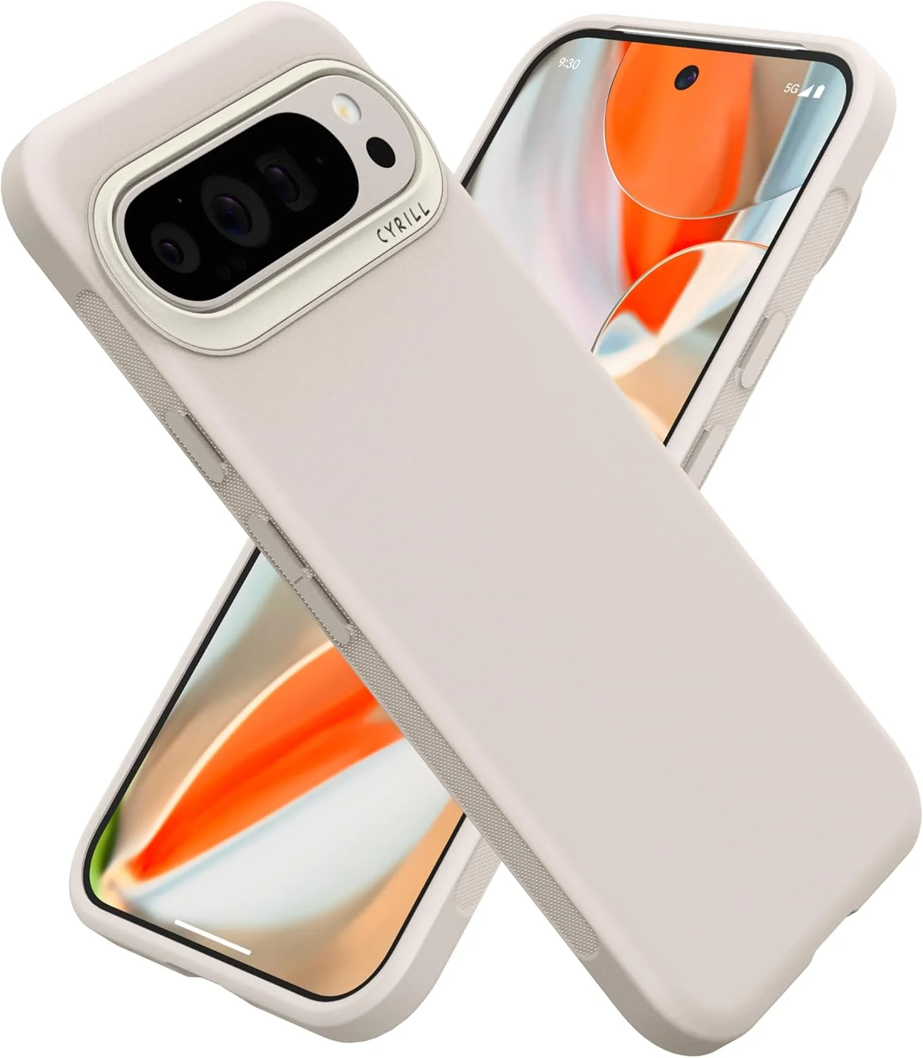 کاور محافظ CYRILL UltraColor سازگار با Google Pixel 9 Pro XL، سفید مات [ضد اثر انگشت] با حس سیلیکونی و ضربه‌گیر برای Pixel 9 Pro XL (2024) - کرم