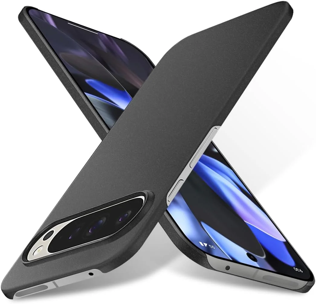 قاب بستمی برای گوشی گوگل پیکسل 9 پرو/پیکسل 9، قاب گوشی مینیمالیستی، فوق العاده سبک، محافظ دوربین، پوشش سخت PC برای پیکسل 9/9 پرو، قاب مات (مشکی سنگریزه ای)