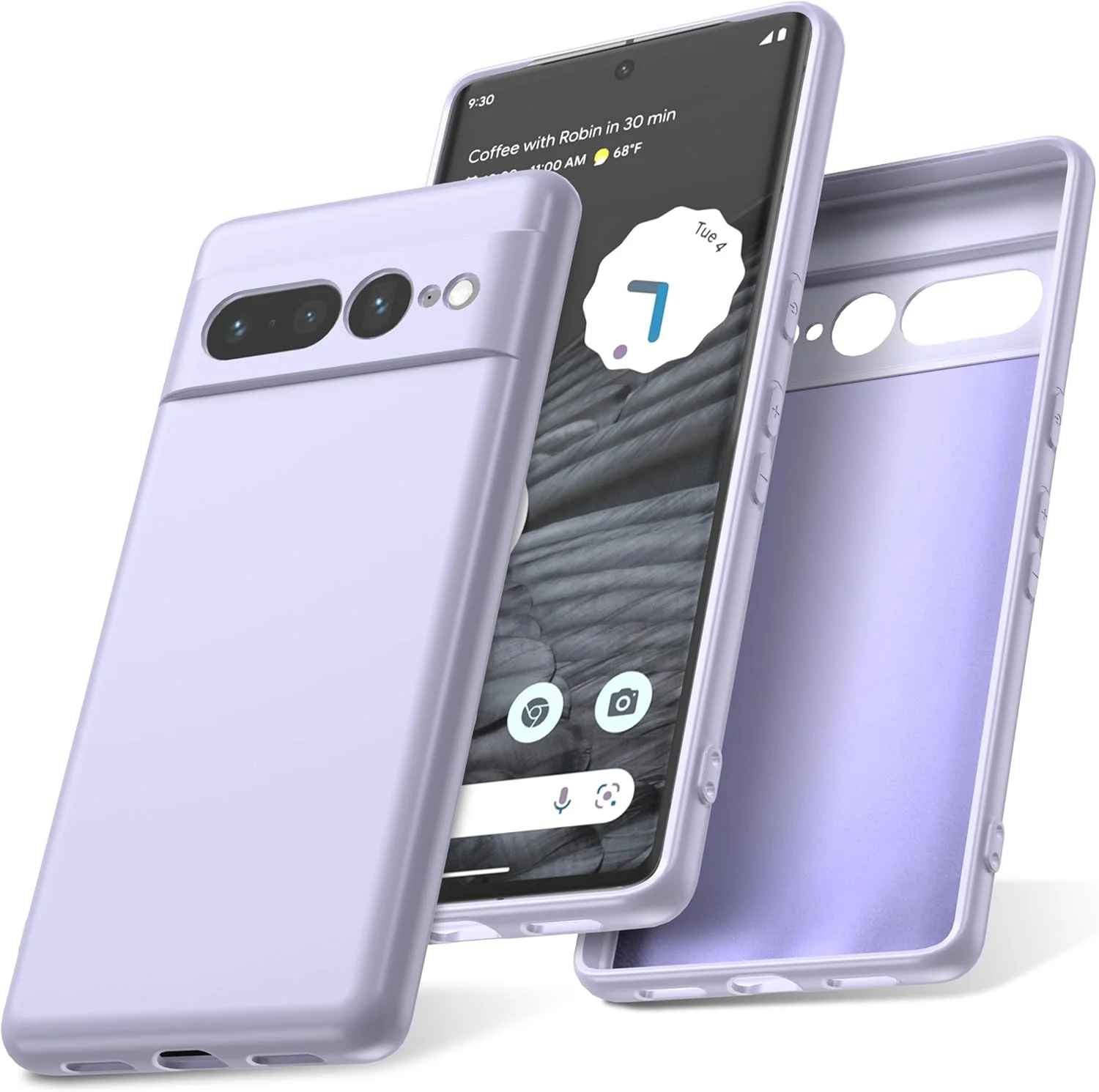 قاب سیلیکونی نرم و لطیف واتانا برای گوشی گوگل پیکسل 7 پرو 5G، ضد ضربه، ضد گرد و غبار، پوشش کامل بدنه با آستر میکروفایبر، بنفش