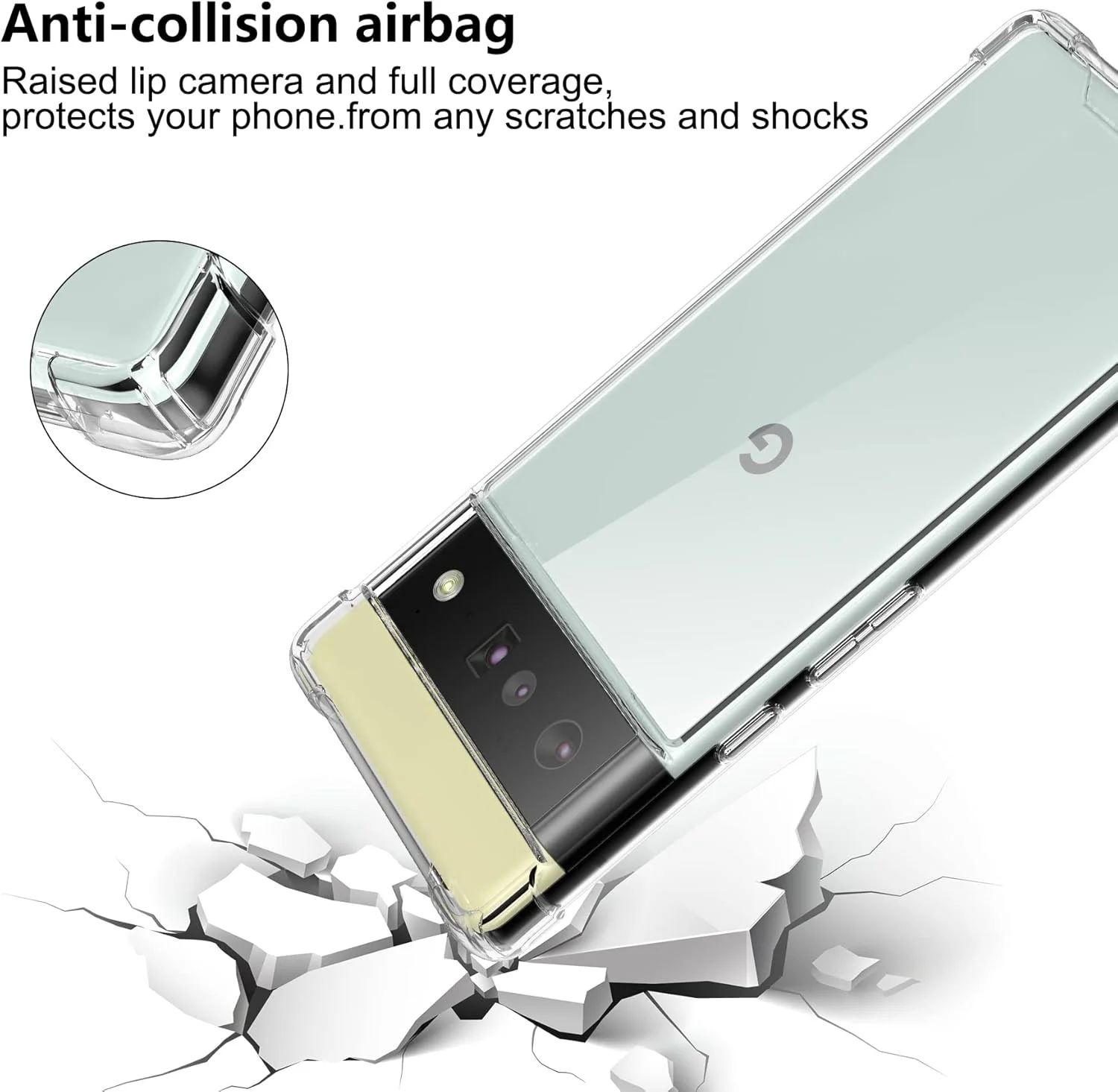 قاب محافظ گوشی Eastcoo طراحی شده برای گوگل پیکسل 6 پرو 5G، فوق العاده نازک، ضد ضربه، شفاف، 10 برابر مقاوم در برابر زرد شدن، محافظت کامل از گوشی گوگل پیکسل 6 پرو...