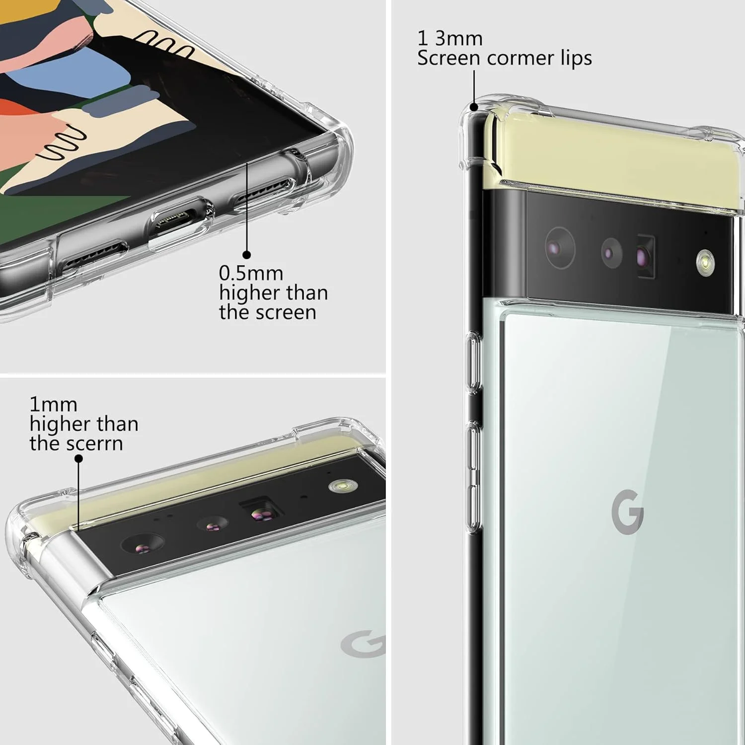 قاب محافظ گوشی Eastcoo طراحی شده برای گوگل پیکسل 6 پرو 5G، فوق العاده نازک، ضد ضربه، شفاف، 10 برابر مقاوم در برابر زرد شدن، محافظت کامل از گوشی گوگل پیکسل 6 پرو...