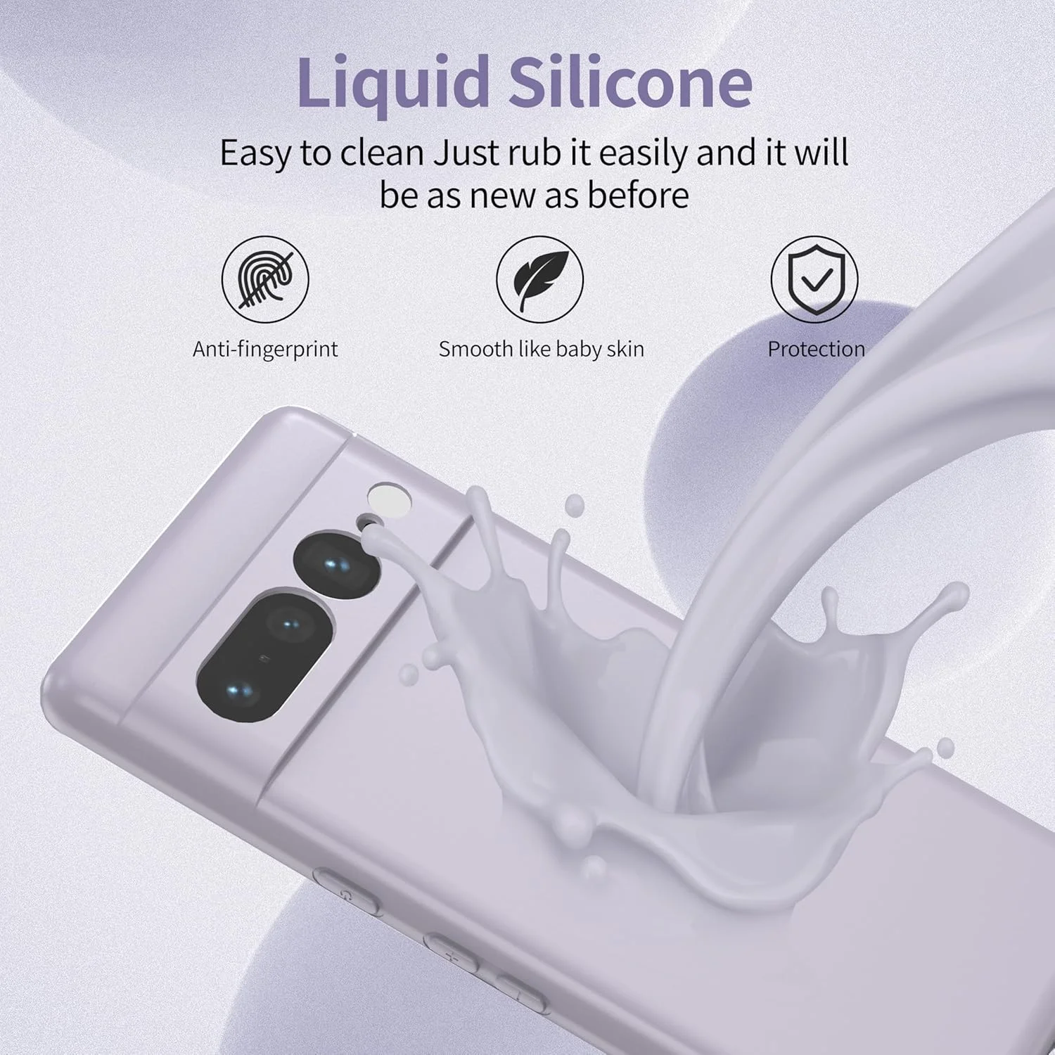 قاب سیلیکونی نرم و لطیف واتانا برای گوشی گوگل پیکسل 7 پرو 5G، ضد ضربه، ضد گرد و غبار، پوشش کامل بدنه با آستر میکروفایبر، بنفش