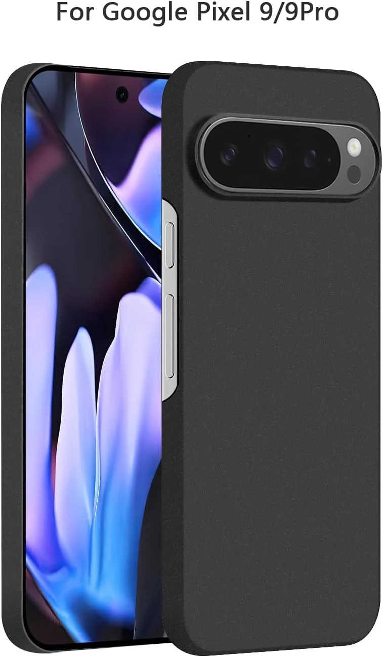 قاب بستمی برای گوشی گوگل پیکسل 9 پرو/پیکسل 9، قاب گوشی مینیمالیستی، فوق العاده سبک، محافظ دوربین، پوشش سخت PC برای پیکسل 9/9 پرو، قاب مات (مشکی سنگریزه ای)