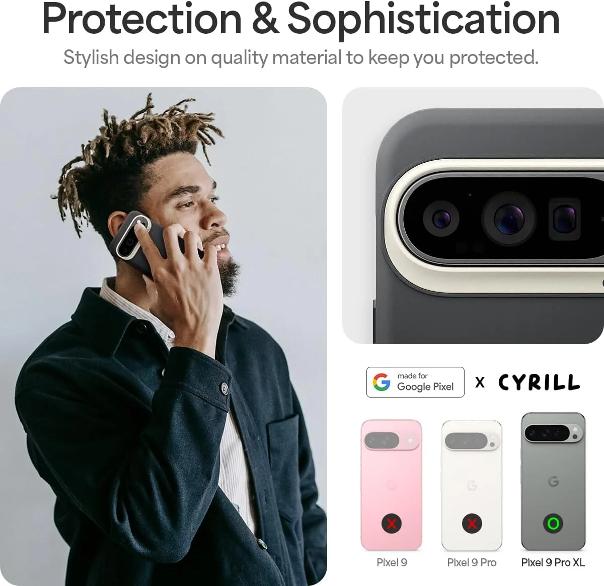 کاور محافظ سیلیکونی CYRILL UltraColor سازگار با Google Pixel 9 Pro XL، با روکش مات [ضد اثر انگشت] و ضربه‌گیر - رنگ Dusk