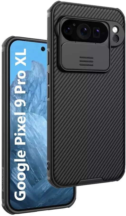 کاور محافظ نیلکین CamShield مناسب برای گوشی گوگل پیکسل 9 پرو XL، کاور محافظ لنز دوربین، PC سخت، فوق العاده نازک، ضد خش، مشکی