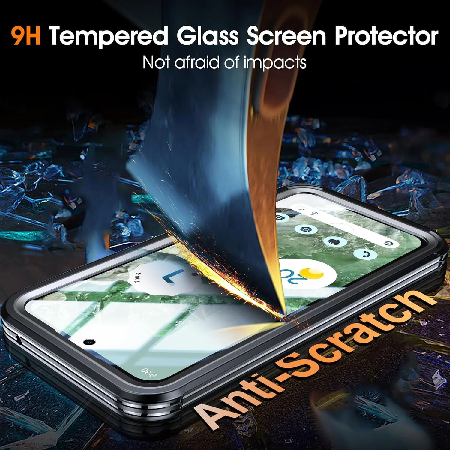 قاب گوشی ELEPIK برای پیکسل 9a [محافظ صفحه نمایش 9H داخلی] [سازگار با MagSafe] [محافظت کامل بدنه] قاب گوشی برای گوگل پیکسل 9a با ضد گرد و غبار، شارژ بی سیم، مشکی