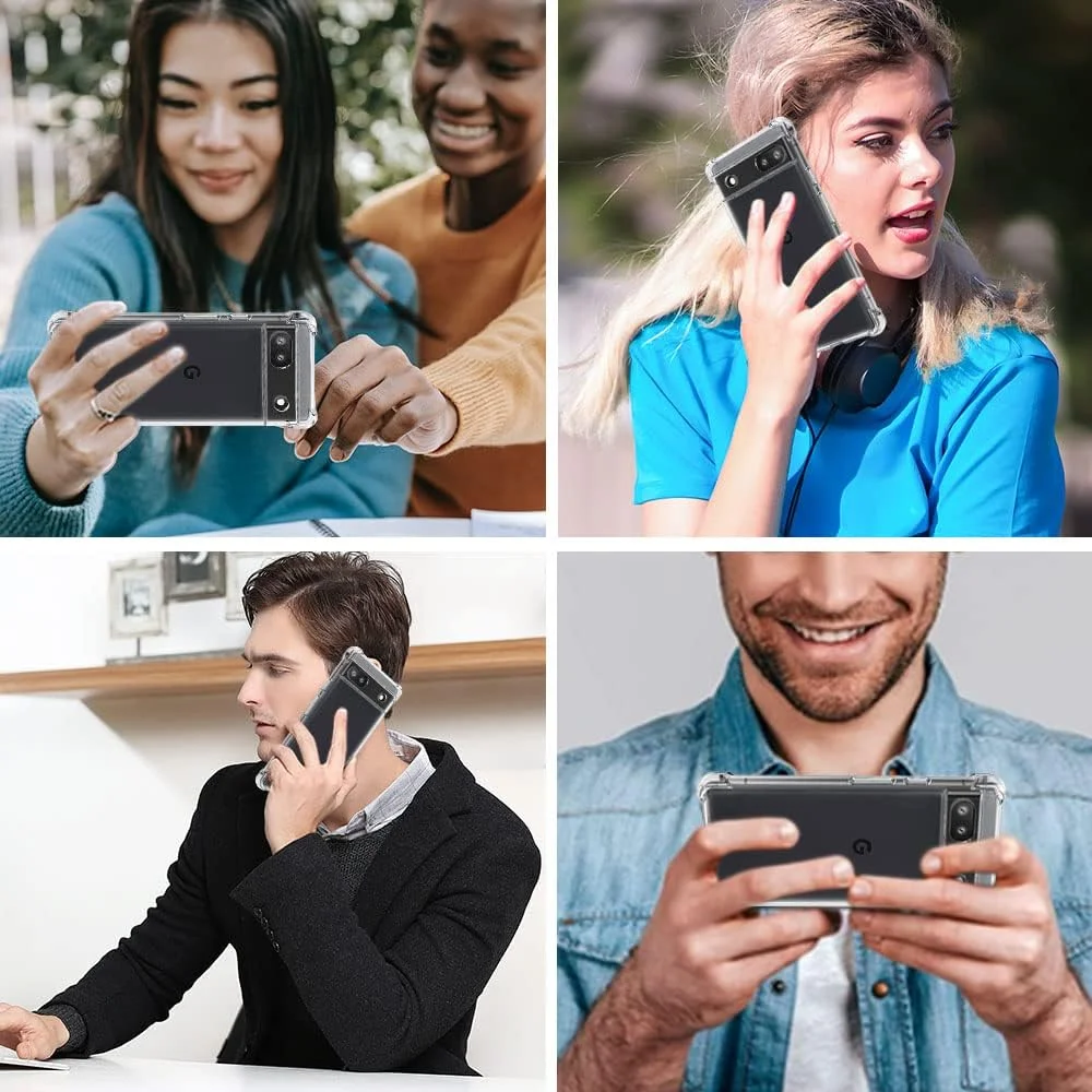 کاور محافظ شفاف Aozuoton برای گوشی پیکسل 6a گوگل، همراه با محافظ صفحه نمایش، ضد ضربه، باریک، سیلیکونی نرم TPU