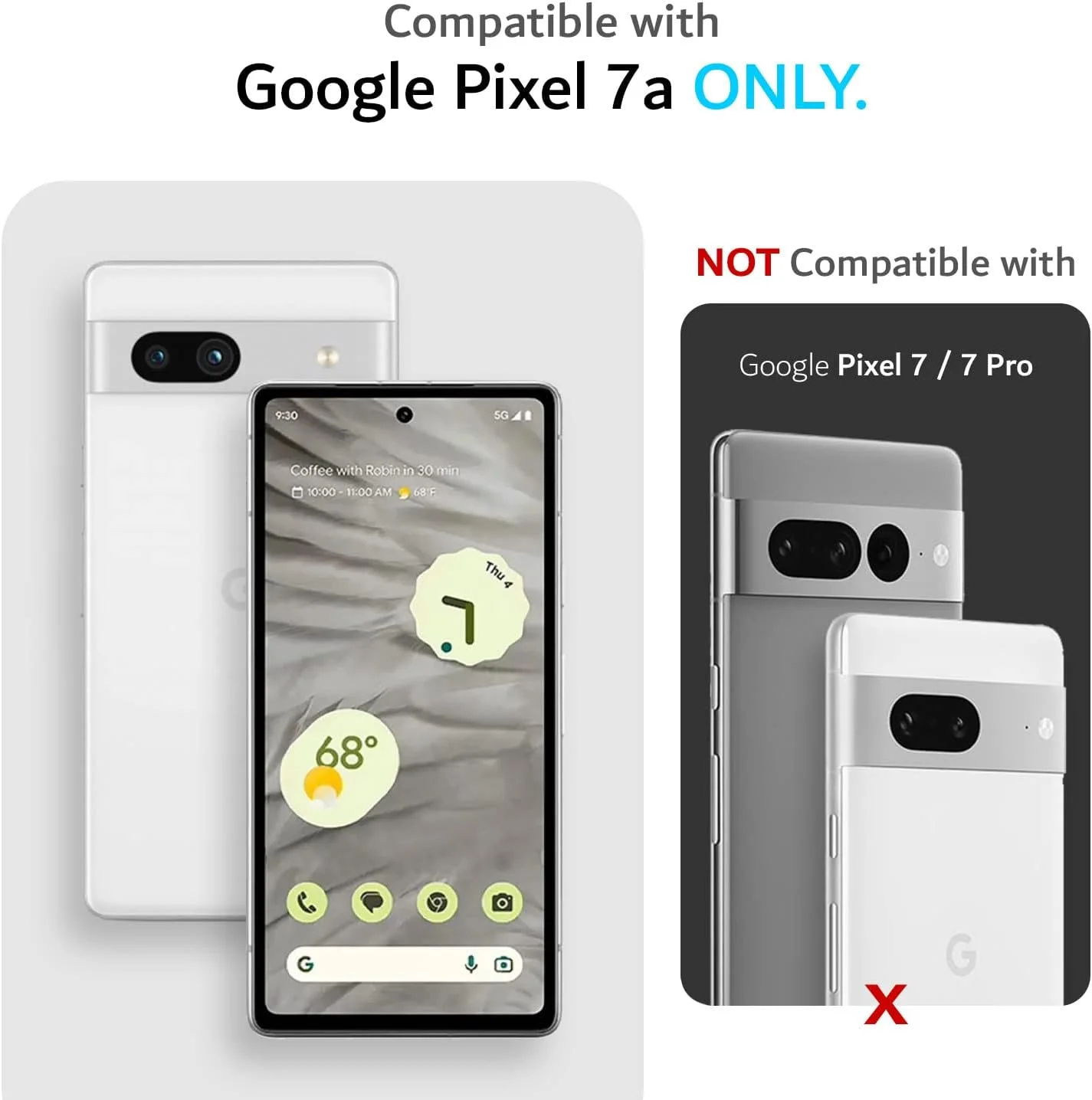 کاور محافظ دوگانه TUDIA مدل DualShield Grip طراحی شده برای گوشی گوگل پیکسل 7a (سال 2023)، [MergeGrip] مقاوم در برابر ضربه، باریک، بادوام، ضد لغزش، محافظ سنگین