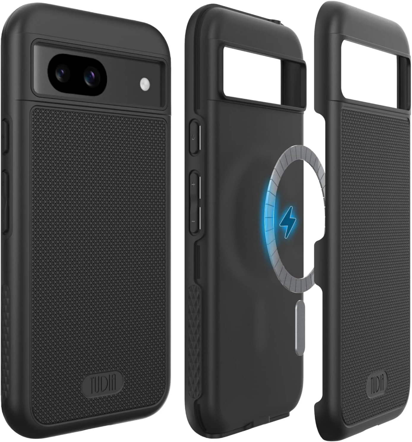 کاور محافظ دو لایه TUDIA MergeGrip سازگار با MagSafe، طراحی شده برای گوشی گوگل پیکسل 8a (2024) - مقاوم در برابر ضربه، باریک، بادوام و سنگین - مشکی مات
