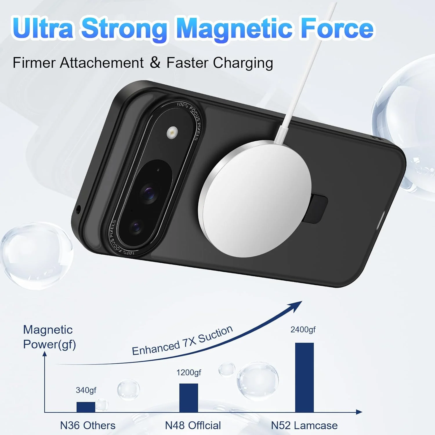 قاب گوشی گوگل پیکسل 9، قاب گوشی گوگل پیکسل 9 پرو با پایه مغناطیسی نامرئی [محافظت در برابر سقوط نظامی] [سازگار با MagSafe] ضد ضربه و باریک