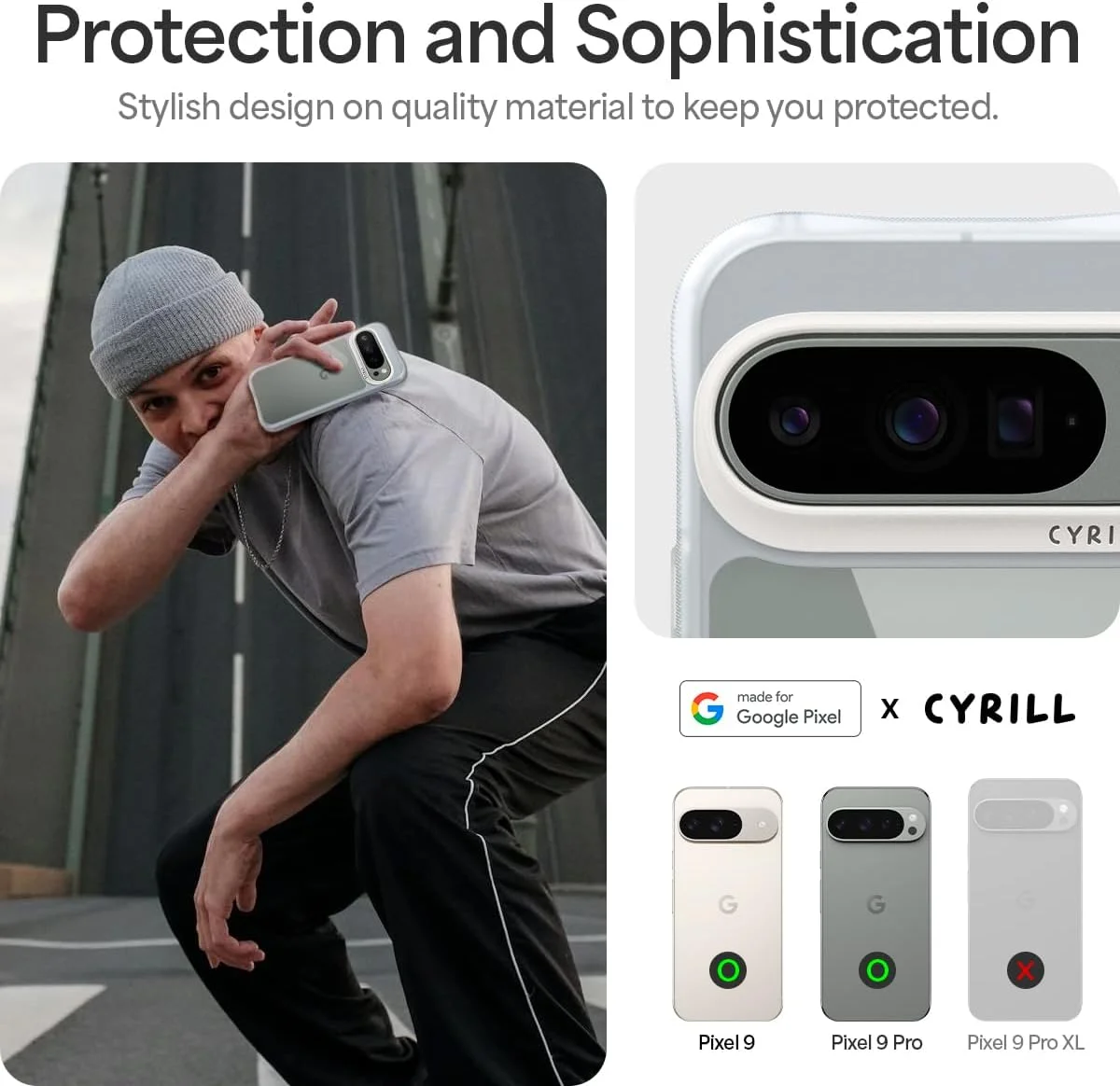 کاور محافظ شفاف CYRILL UltraSheer سازگار با گوشی گوگل پیکسل 9 / پیکسل 9 پرو، کاور گوشی با سپر [جذب شوک] برای پیکسل 9 پرو / 9 (2024) - شفاف