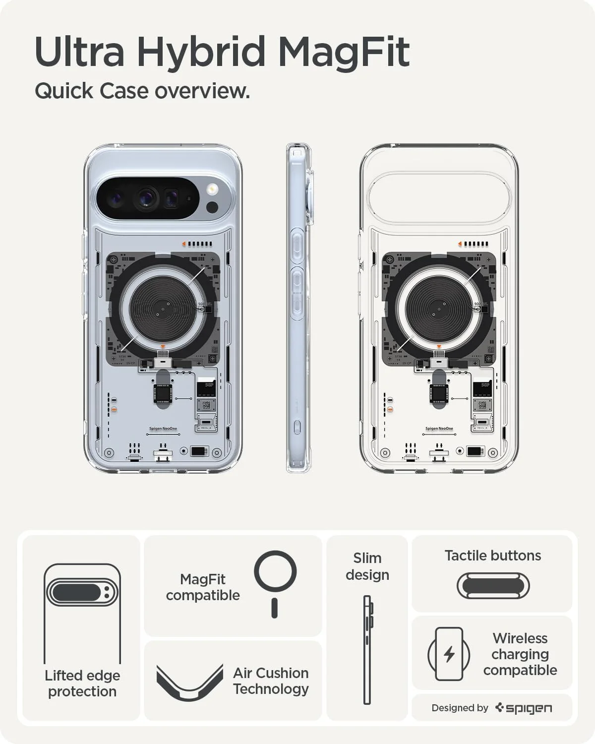 کاور محافظ گوشی گوگل پیکسل 10 پرو XL مدل Spigen Ultra Hybrid MagFit [سازگار با Pixelsnap و MagSafe] - Neo One