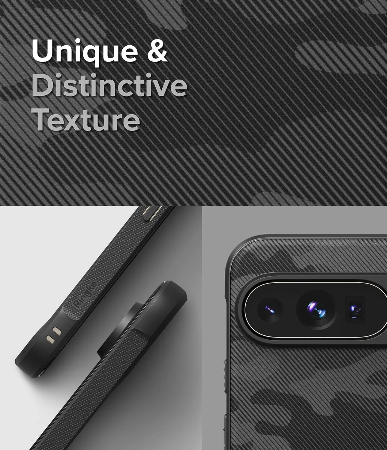 کاور اونیکس رینکه سازگار با گوگل پیکسل 9 پرو XL، بافت زبر برای گرفتن بهتر، TPU منعطف و مقاوم، ضد ضربه، محافظ سپر TPU مقاوم [طراحی شده برای پیکسل 9 پرو XL] - مشکی چریکی