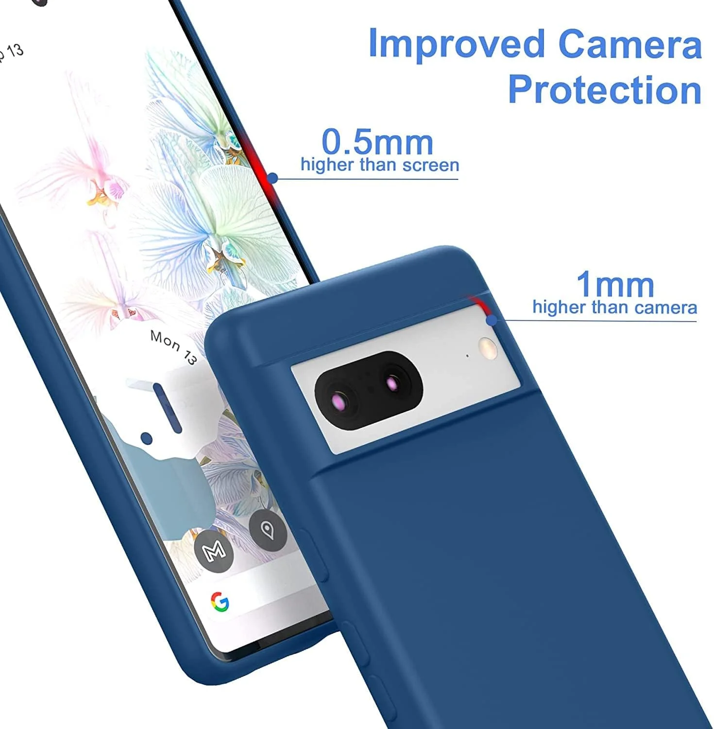 قاب محافظ گوشی گوگل پیکسل 7 پرو، آبی، باریک، پوشش پشتی TPU نرم، پوشش سیلیکونی انعطاف پذیر، آبی مات، مناسب برای گوگل پیکسل 7 پرو