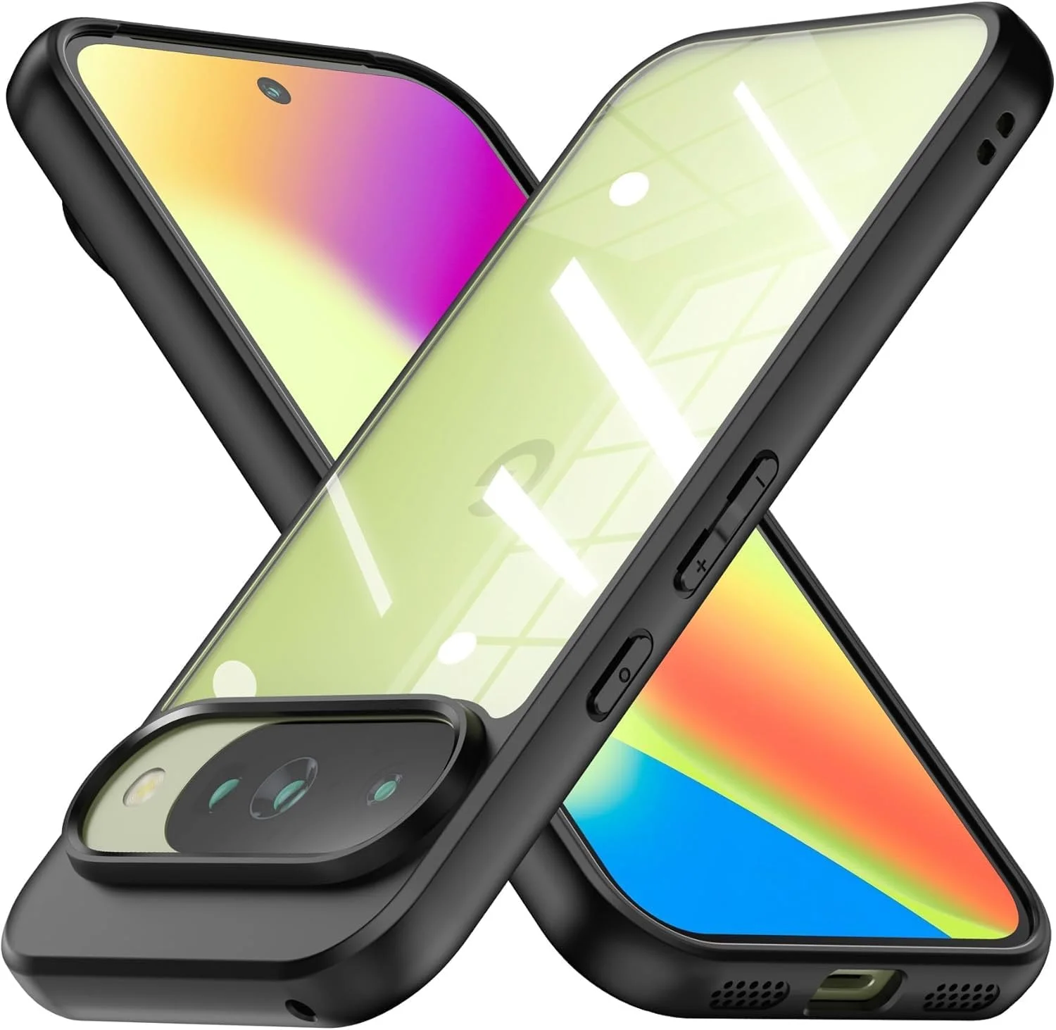 قاب محافظ گوشی گوگل پیکسل 10/10 پرو، بامپر TPU + پوشش پشتی سخت PC، محافظت ضد ضربه، ضد زردی، باریک و محافظ (مشکی شفاف)