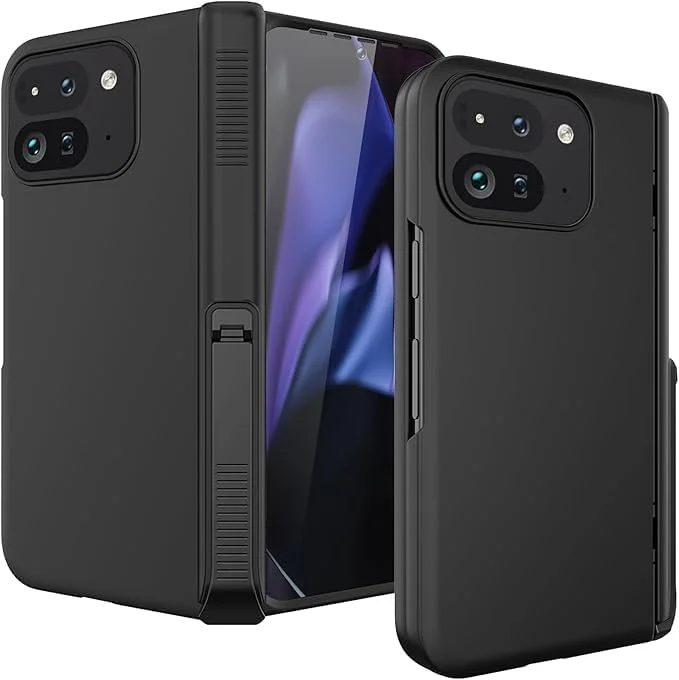 قاب گوشی ELEPIK برای گوگل پیکسل 10 پرو فولد با پایه نگهدارنده [محافظ صفحه نمایش داخلی] [محافظ لولا] [مقاوم در برابر سقوط] [ضد لغزش]، مشکی، سازگار با شارژ بی سیم.