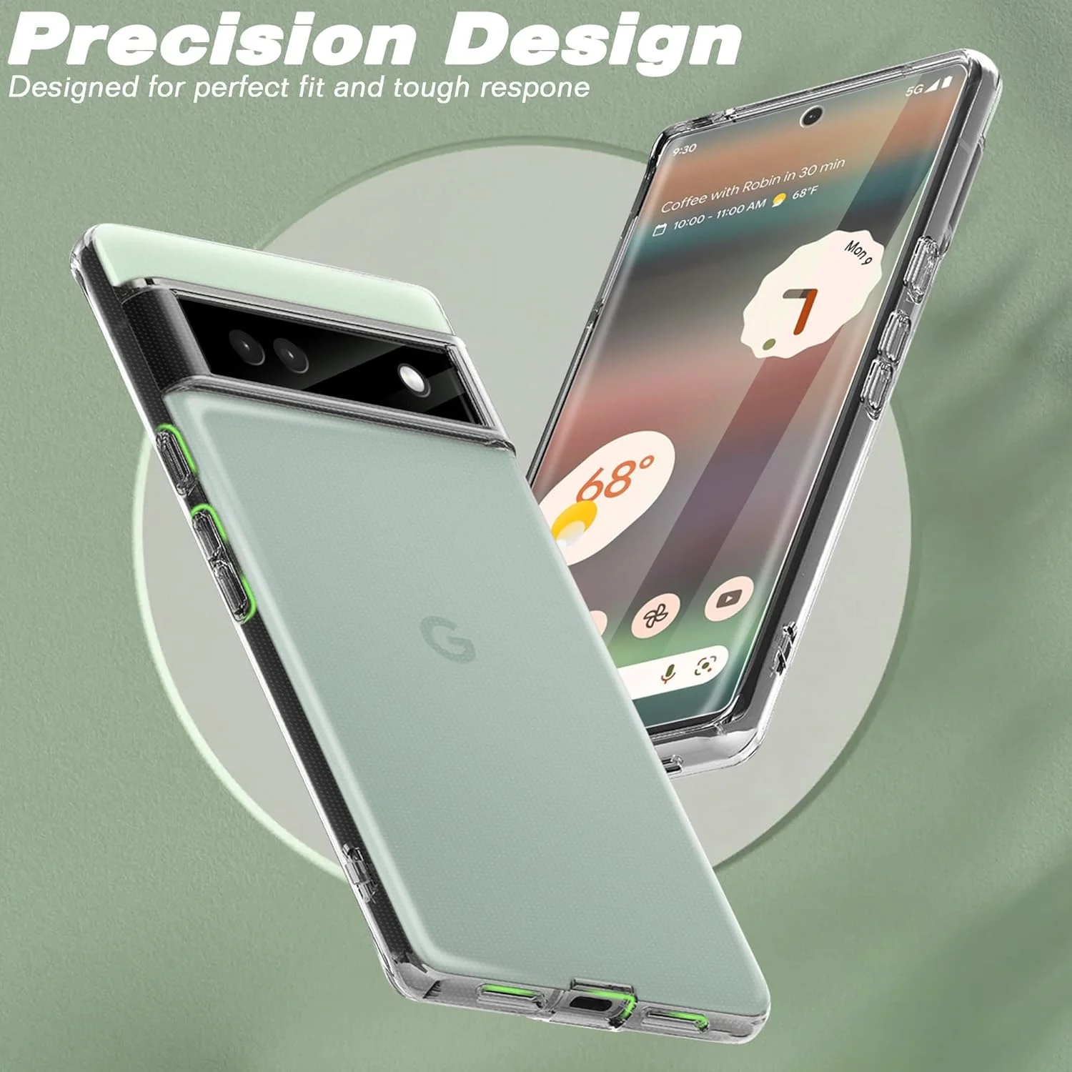 قاب گوشی نالاکال برای گوگل پیکسل 6a 5G، به همراه 2 محافظ صفحه نمایش + 2 محافظ لنز دوربین (شیشه حرارت دیده)، پوشش پشتی اکریلیک جامد ضد ضربه و فریم TPU - شفاف