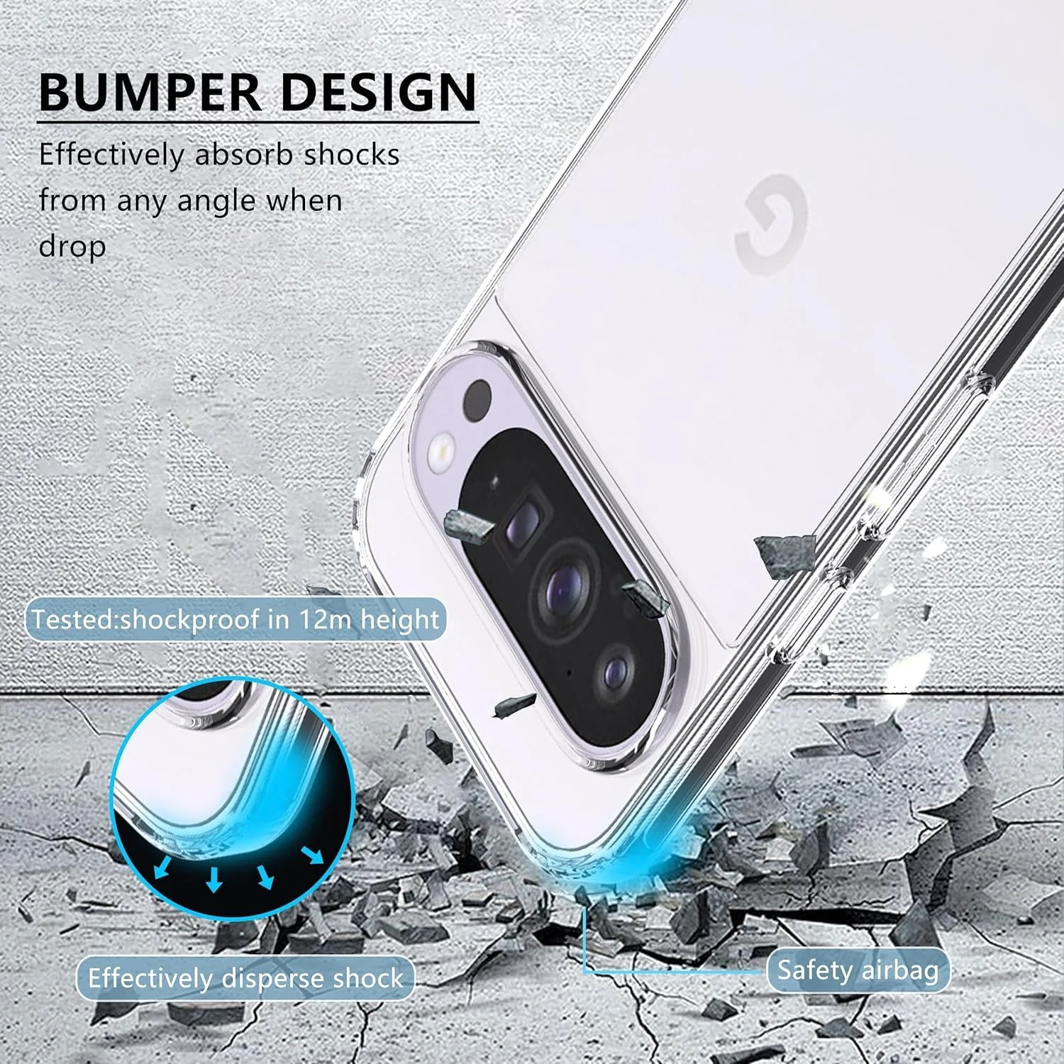 قاب محافظ گوشی گوگل پیکسل 9 پرو، ترکیبی از TPU و PC شفاف، باریک، کریستالی و محافظ پشت گوشی با قابلیت جذب ضربه، ساخته شده از سیلیکون منعطف