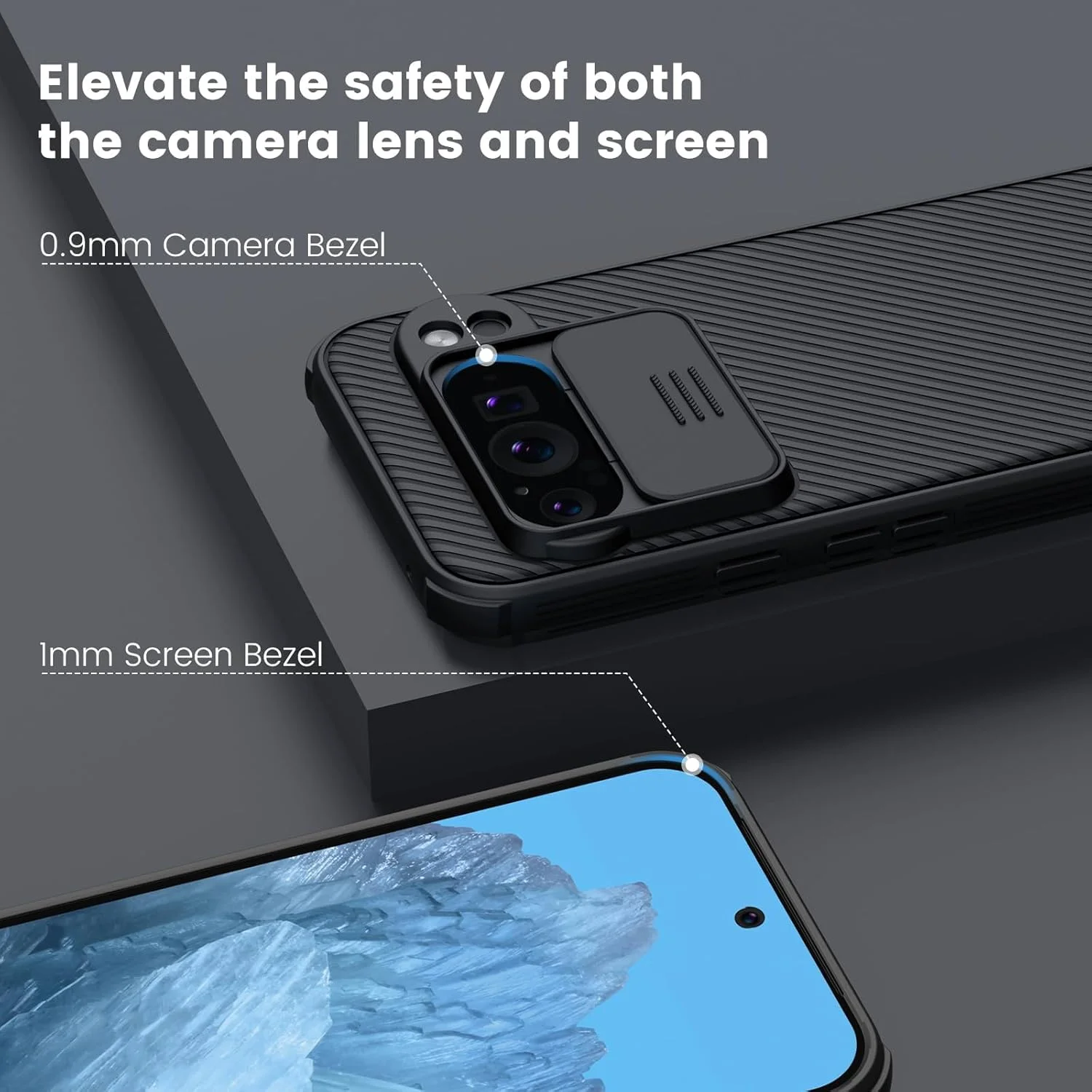 قاب محافظ گوشی گوگل پیکسل 9 پرو XL، پوشش کشویی محافظ لنز دوربین، کاور پشتی ضربه گیر TPU+PC، ضد اثر انگشت، باریک و محافظ