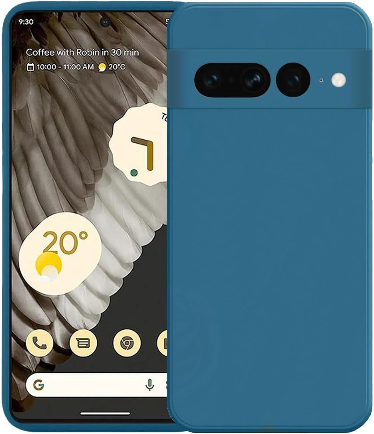 کاور محافظ گوشی باریک برای گوگل پیکسل 7 پرو، کاور سیلیکونی با محافظت از دوربین، داخلی نرم و انعطاف پذیر (آبی، برای پیکسل 7 پرو)