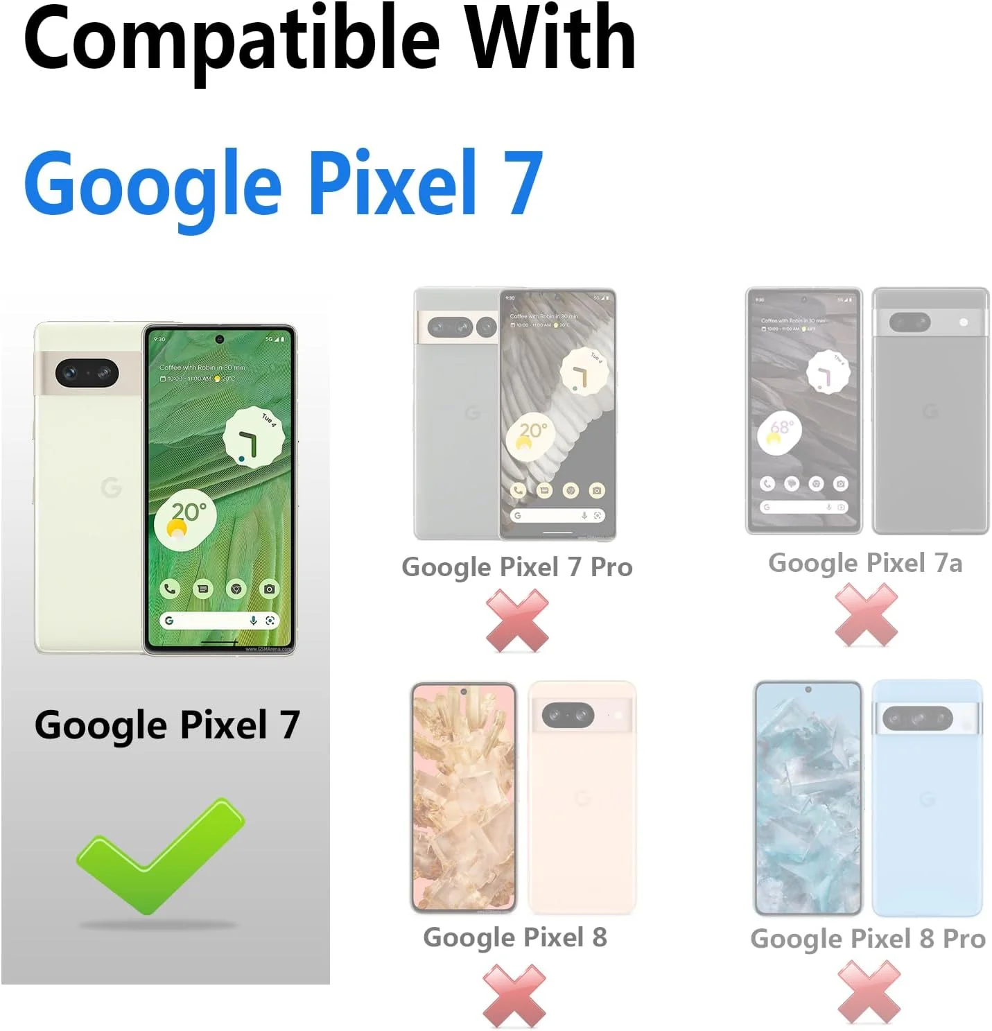 کاور محافظ گوشی موبایل گوآگوآ برای گوگل پیکسل 7، طرح قلب، ضد ضربه، کاور سیلیکونی TPU، کاور نازک، سازگار با شارژ بی سیم، 6.3 اینچ