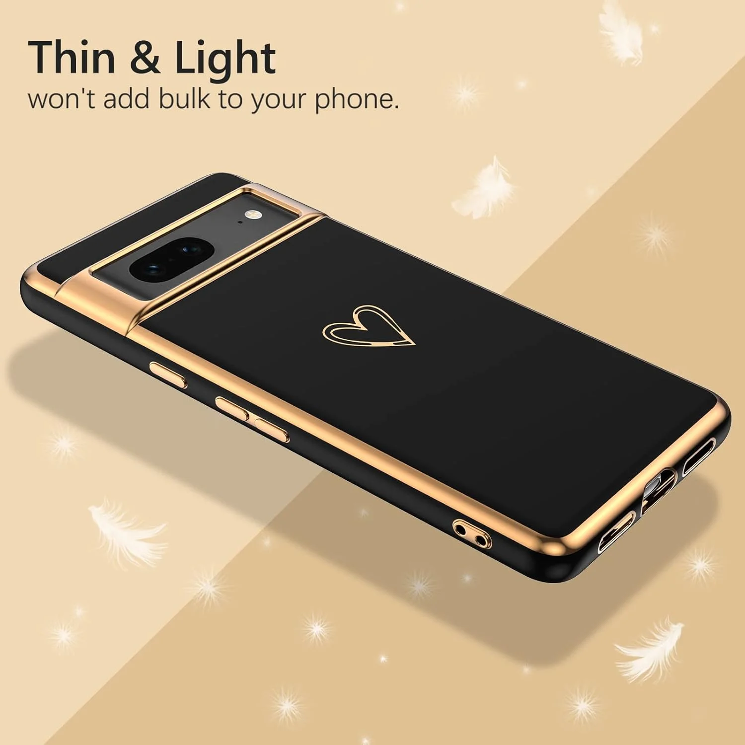 کاور محافظ گوشی موبایل گوآگوآ برای گوگل پیکسل 7، طرح قلب، ضد ضربه، کاور سیلیکونی TPU، کاور نازک، سازگار با شارژ بی سیم، 6.3 اینچ