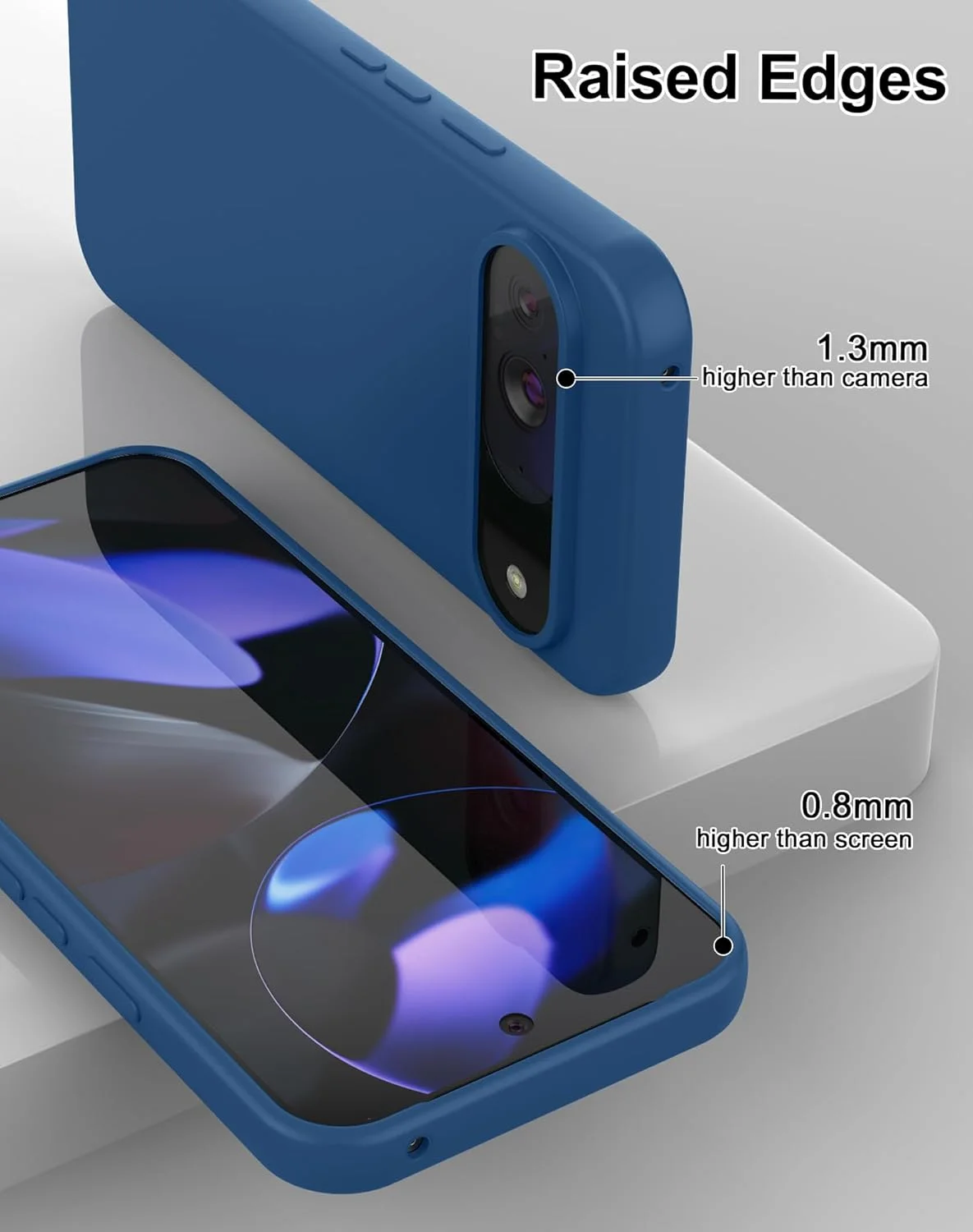 کاور سیلیکونی ضد ضربه فولیو با لایه داخلی میکروفایبر ضد خش مناسب برای گوگل پیکسل 9/پیکسل 9 پرو 2024، آبی