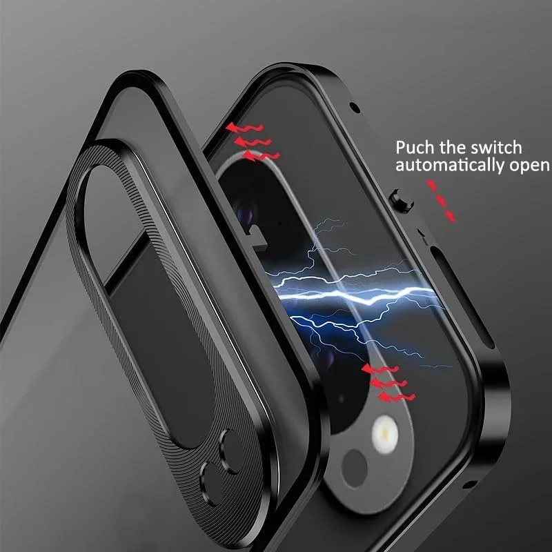 کاور محافظ گوشی Gruattreay سازگار با گوگل پیکسل 9 پرو XL، فریم فلزی آلیاژ آلومینیوم، بامپر، کاور پشتی اکریلیک مات و شفاف، سگک فنری جداشدنی (خاکستری)