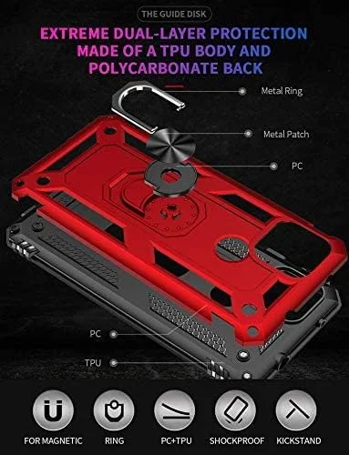 قاب محافظ سیلیکونی ضد ضربه و سخت با حلقه نگهدارنده برای گوگل پیکسل 4a 5G، مشکی